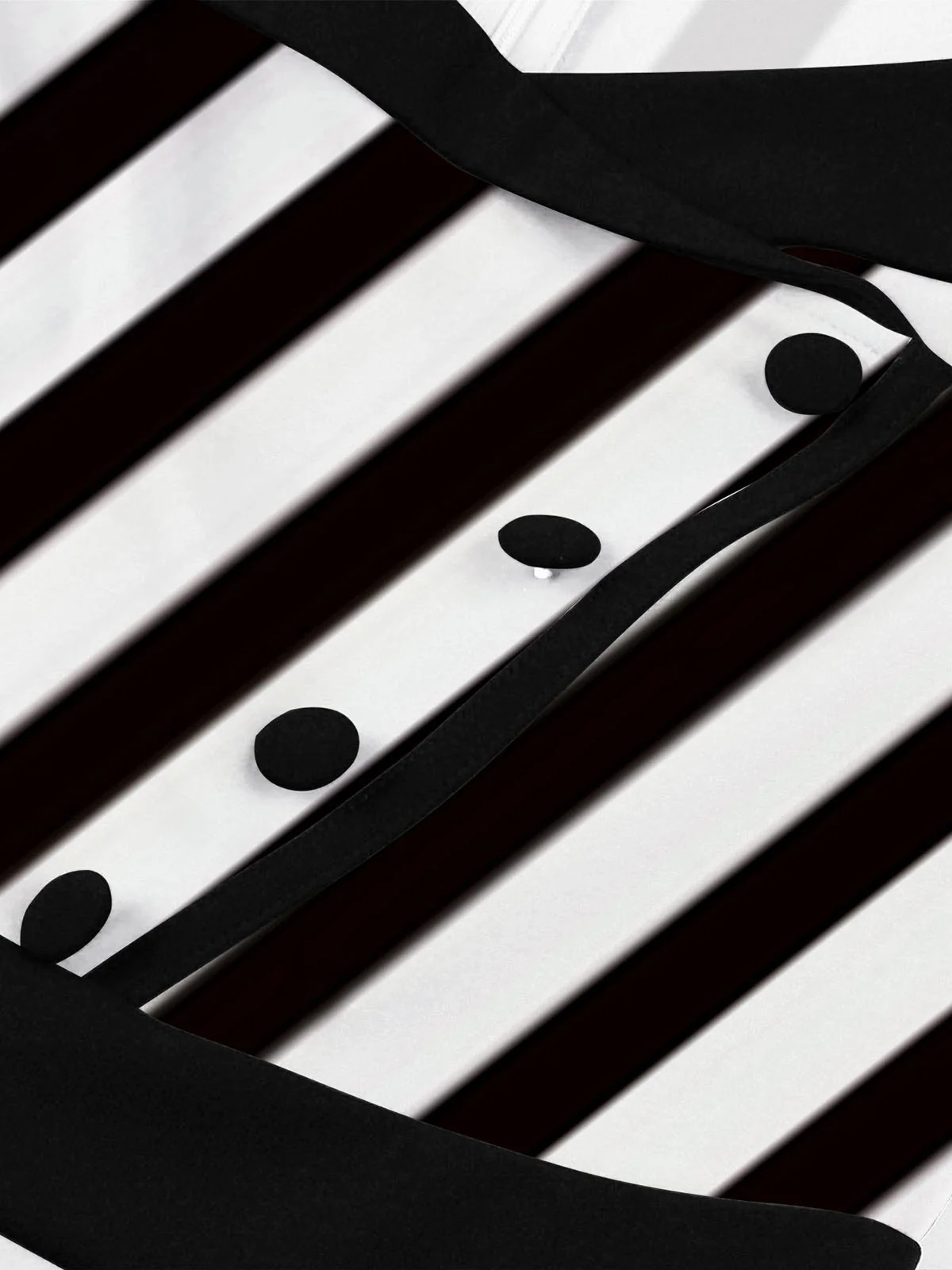 1950S Lapel Black & White Stripes Dress - Image 4