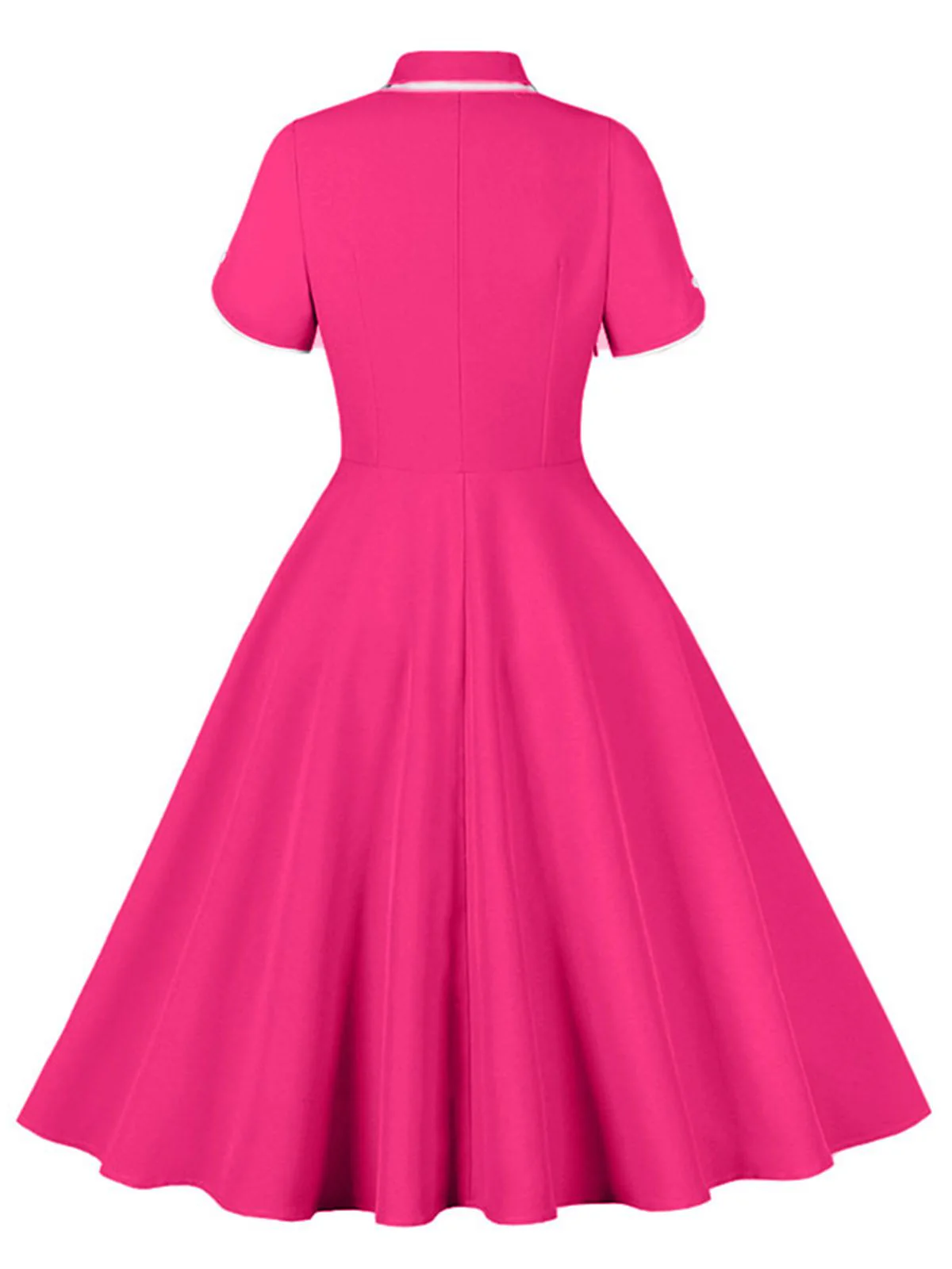 1950s Lapel Buttoned Short Sleeve Solid Dress - Image 16