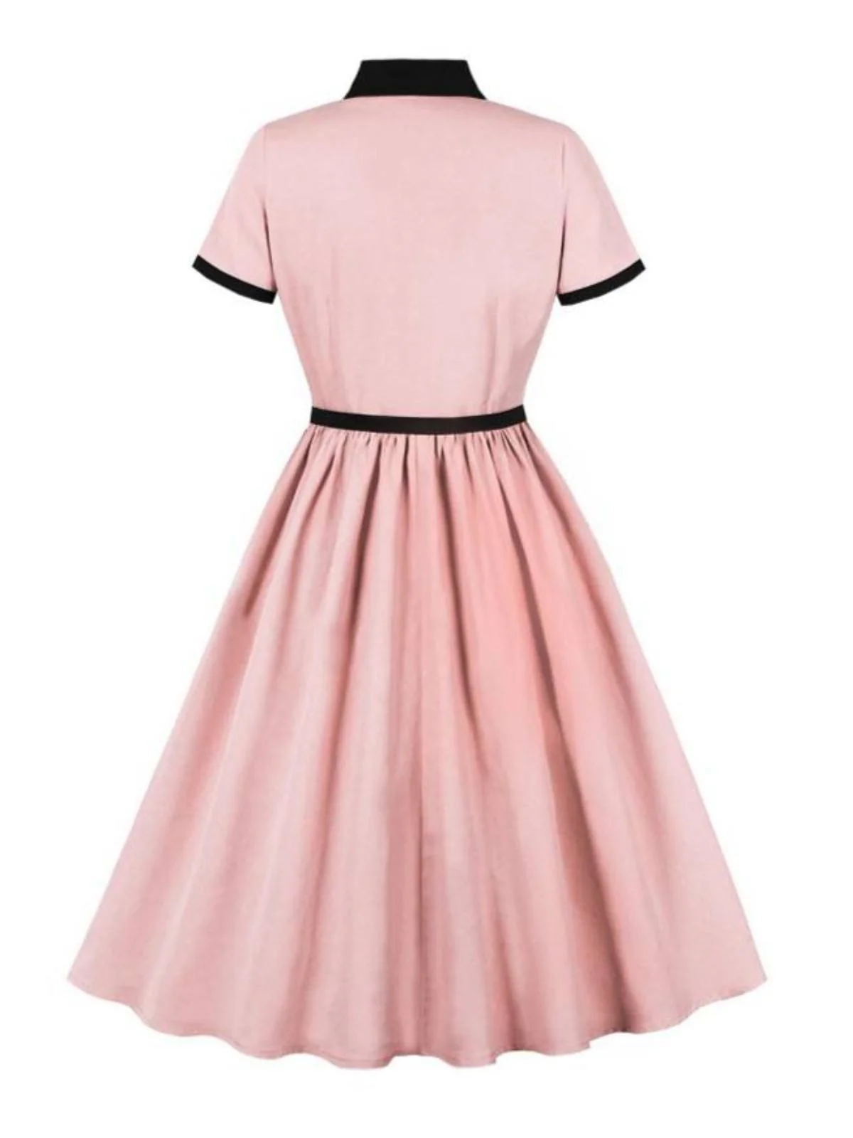 1950s Lapel Colorblock Swing Shirt Dress - Image 2