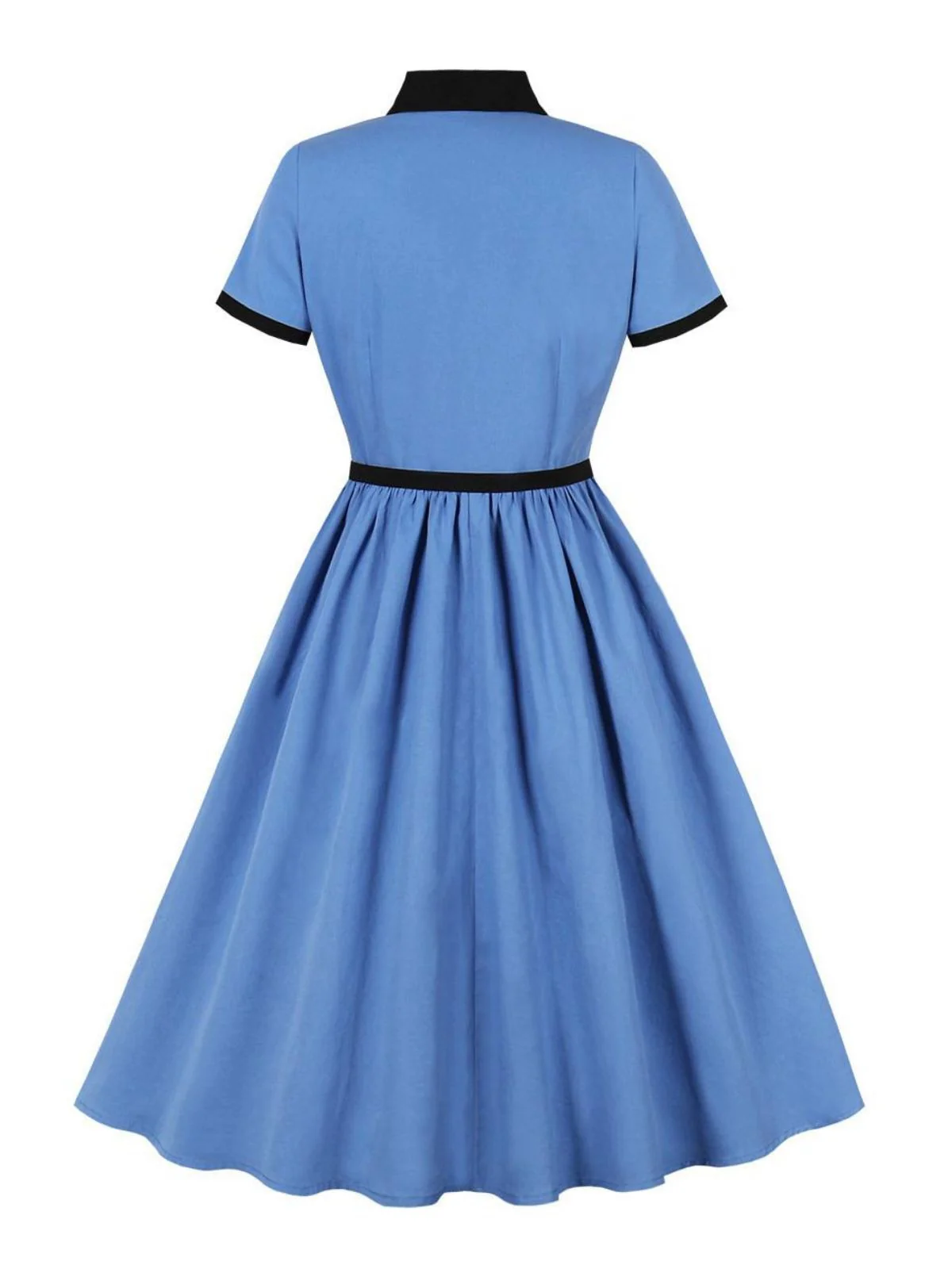 1950s Lapel Colorblock Swing Shirt Dress - Image 4