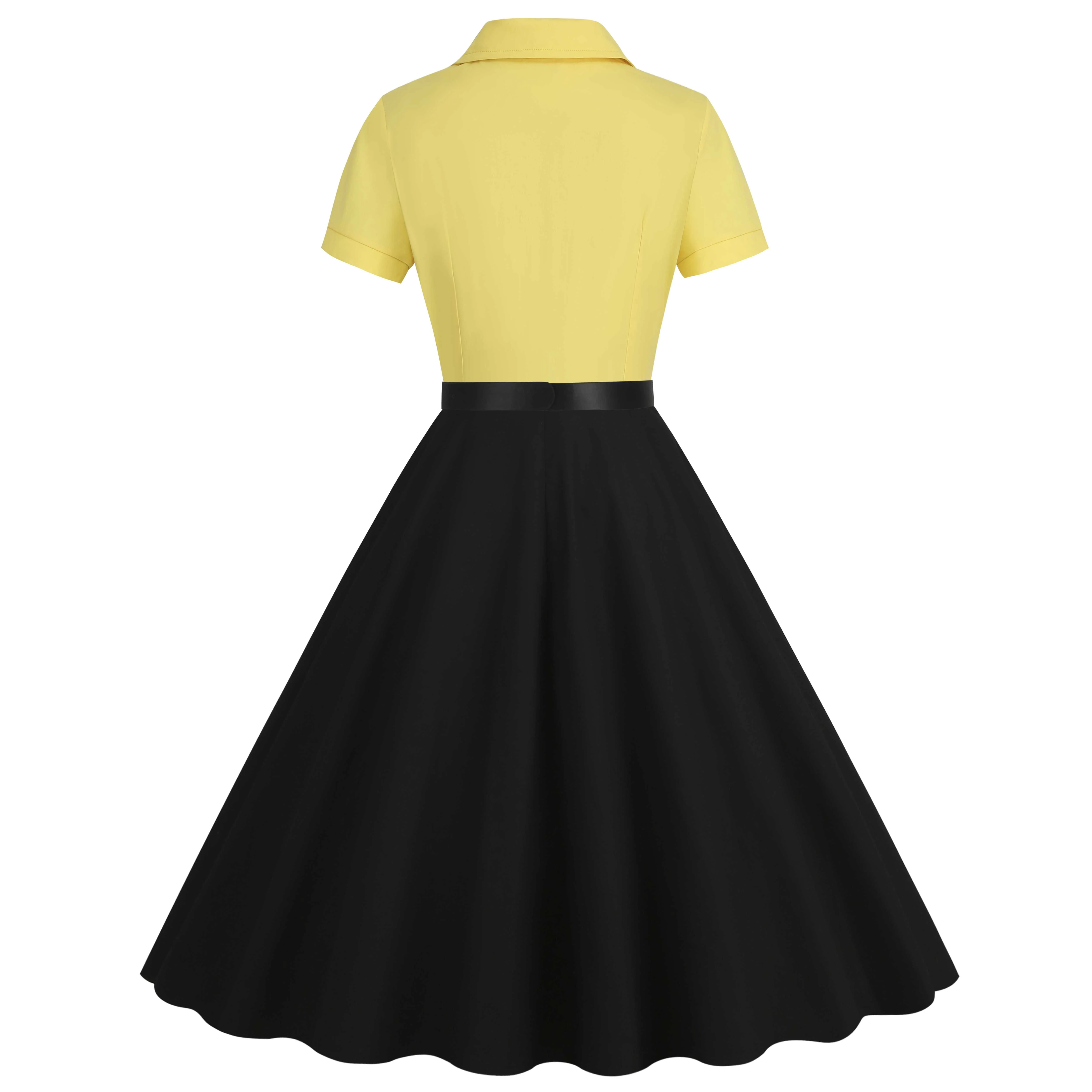 1950s Lapel Contrast Belted Dress - Image 10