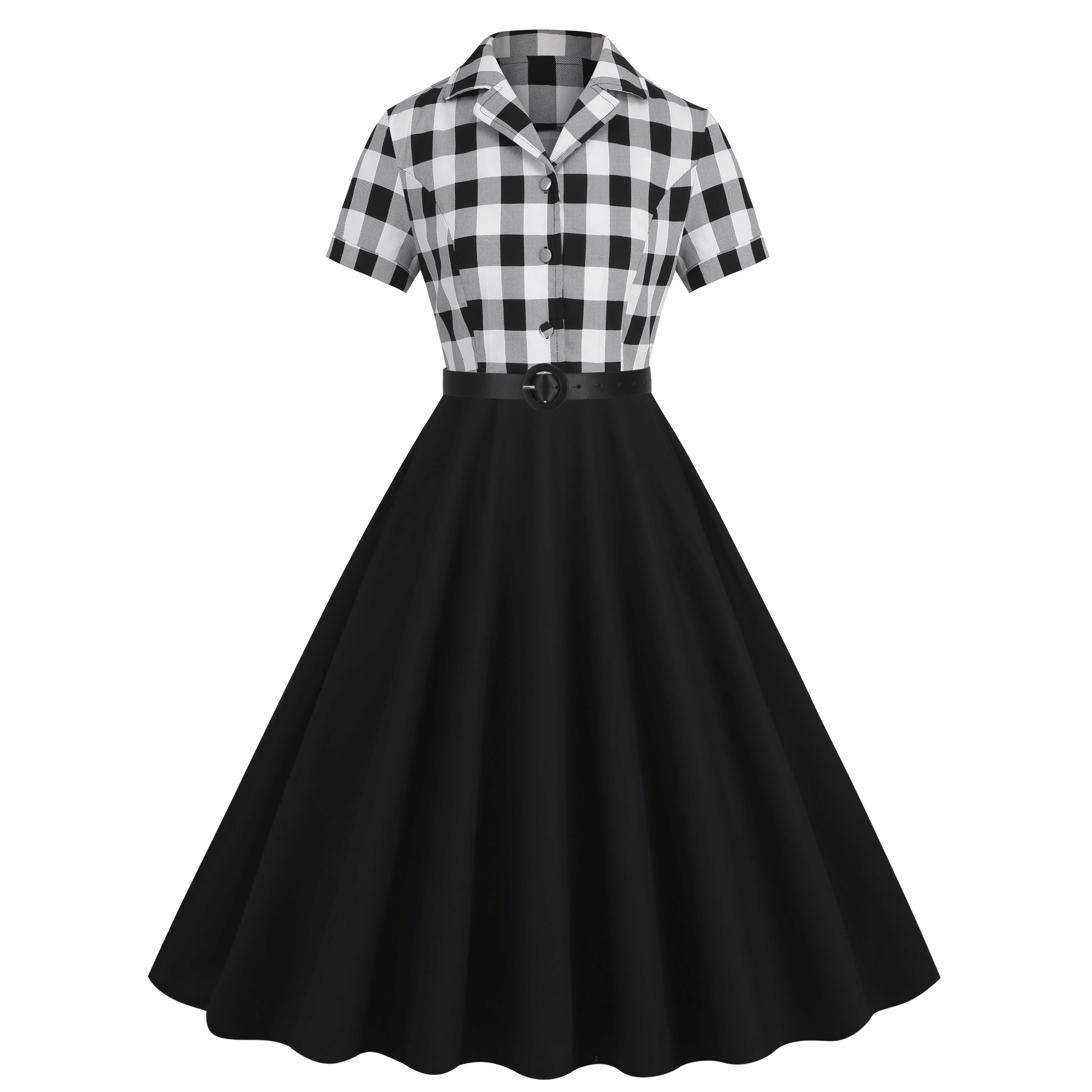 1950s Lapel Contrast Belted Dress - Image 12