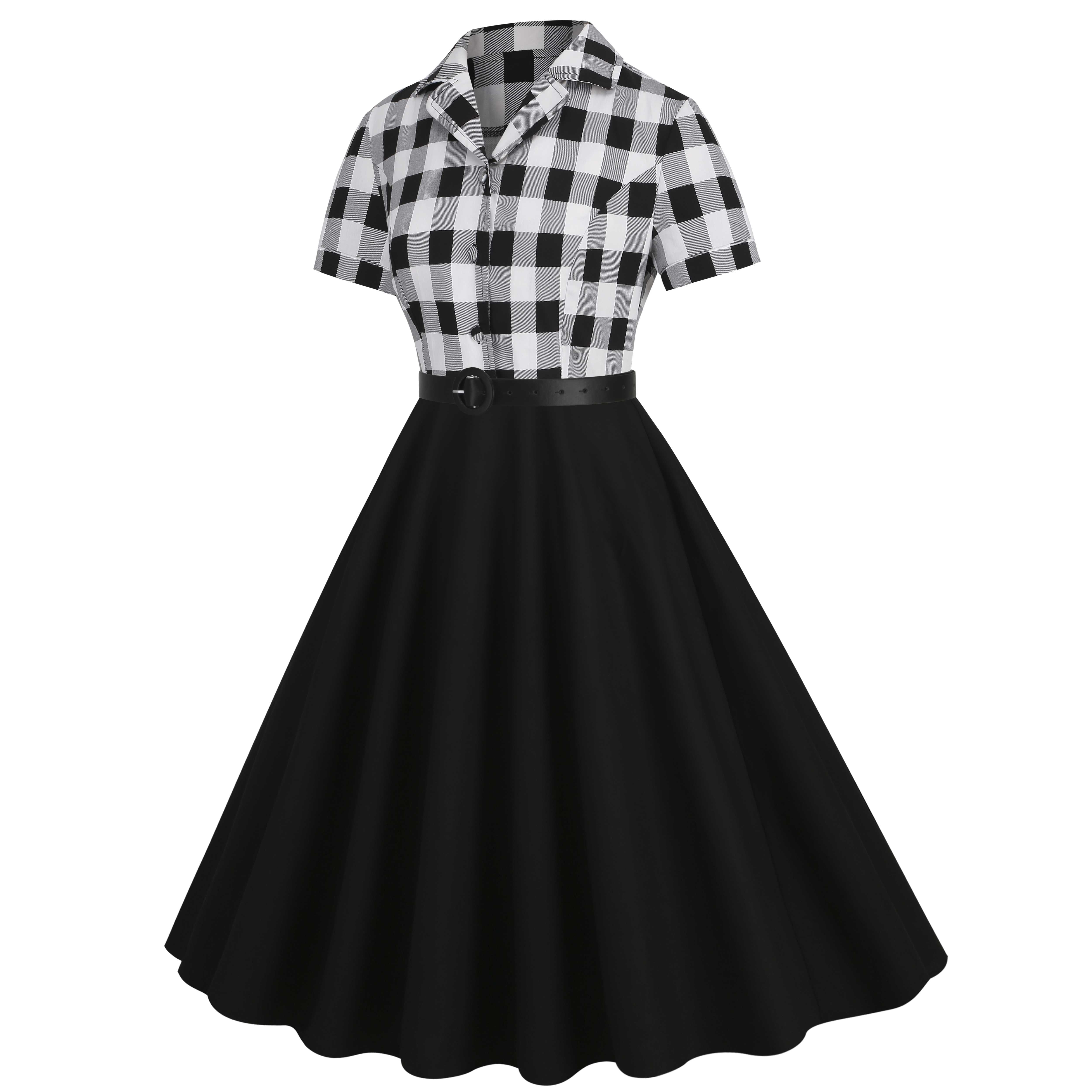 1950s Lapel Contrast Belted Dress - Image 13