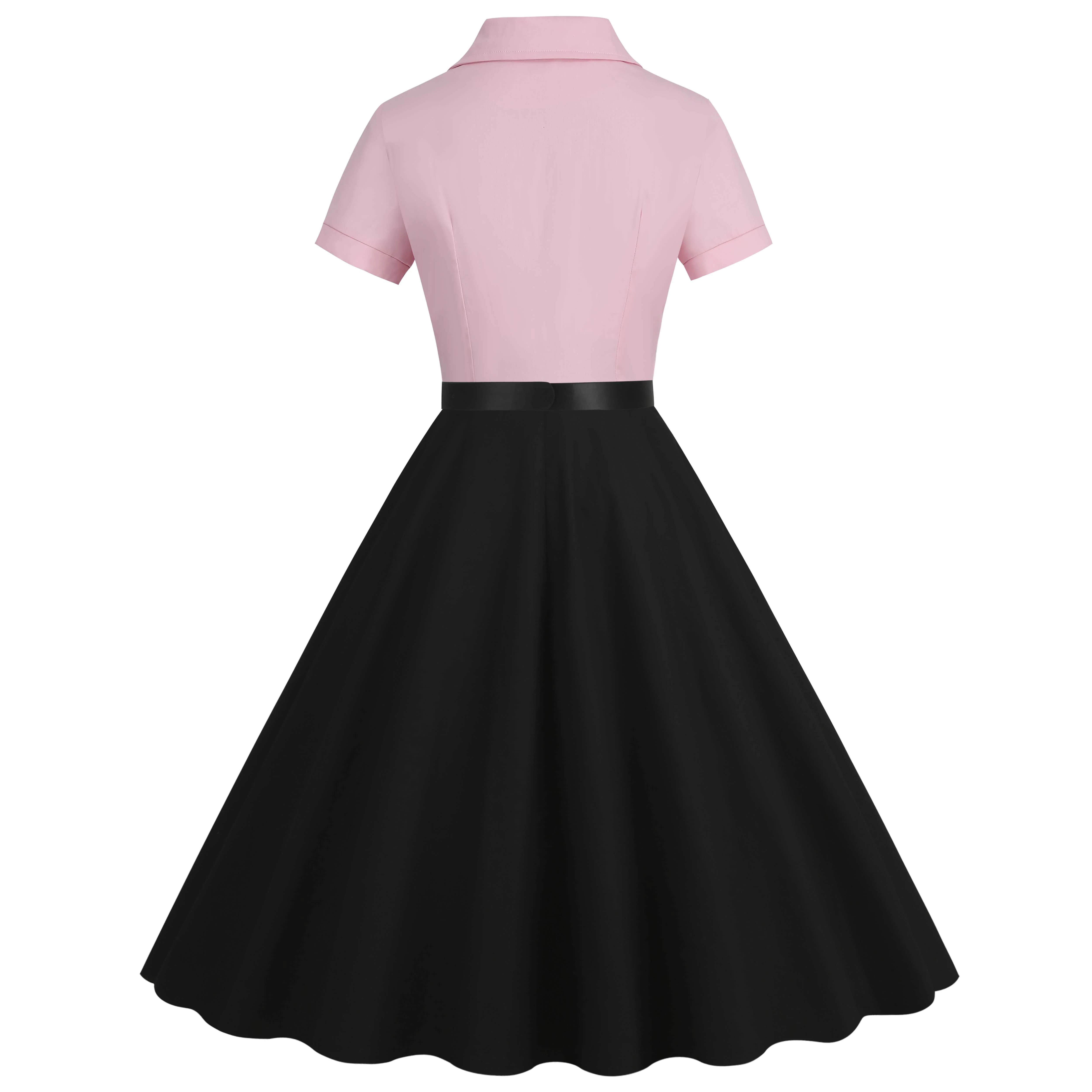 1950s Lapel Contrast Belted Dress - Image 3