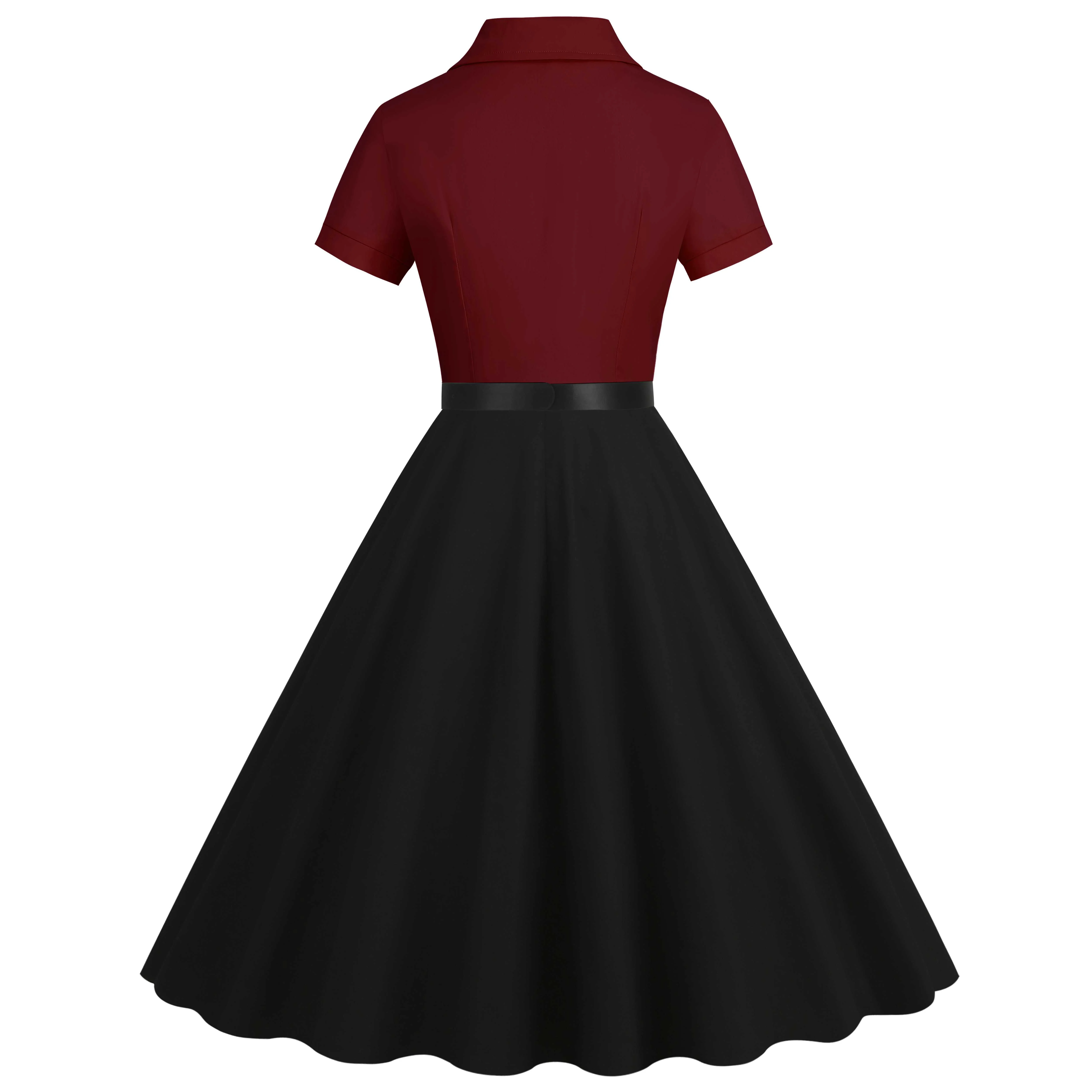 1950s Lapel Contrast Belted Dress - Image 7