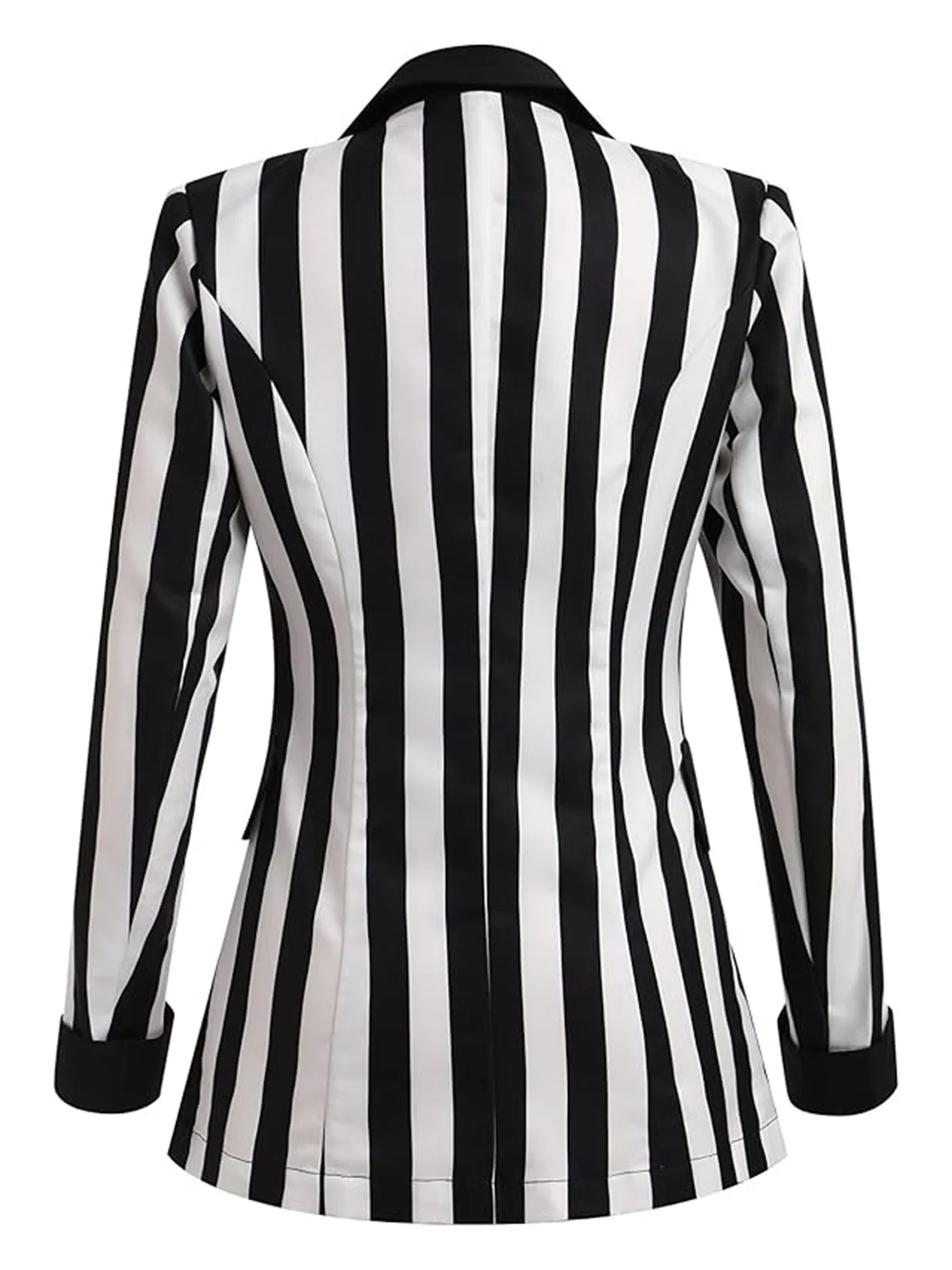 1950s Lapel Contrast Black & White Stripes Blazer - Image 4