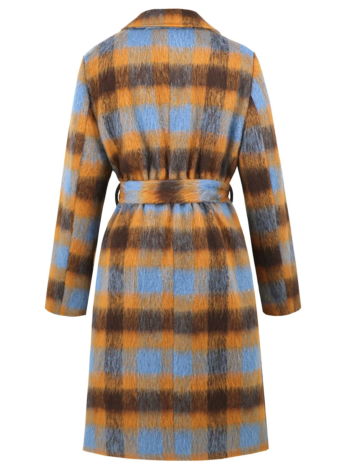 1950s Lapel Contrast Plaids Belted Coat - Image 2