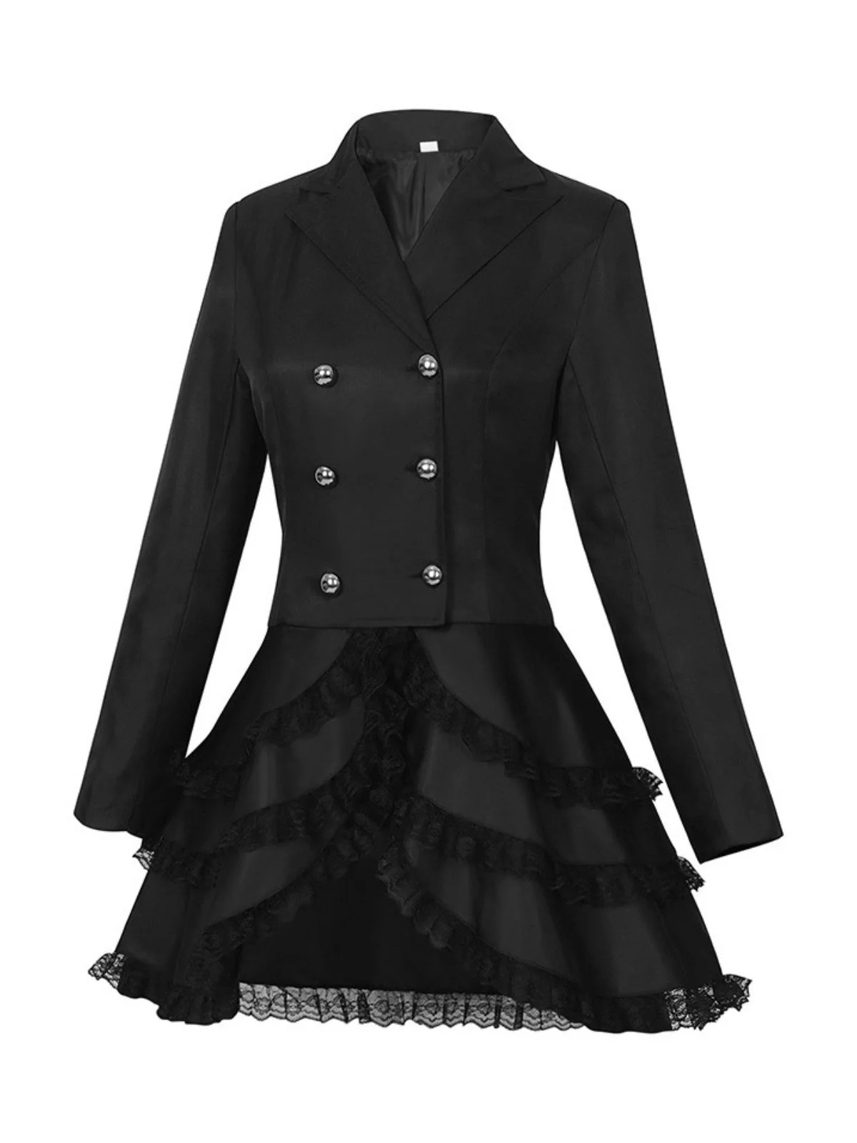 1950s Lapel Double Breasted Layered Skirted Jacket - Image 4