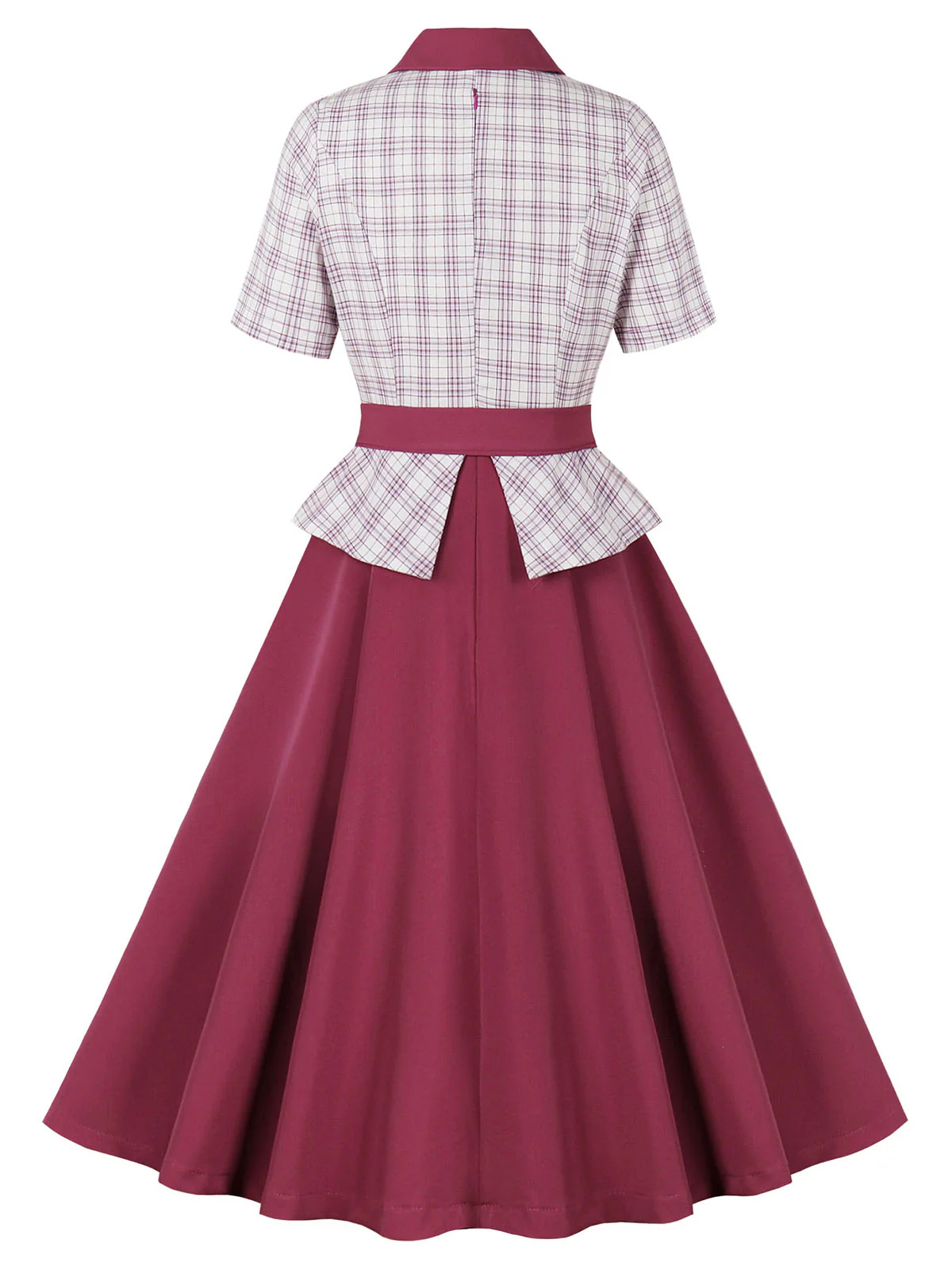 1950s Lapel Glen Check Belted Dress - Image 2