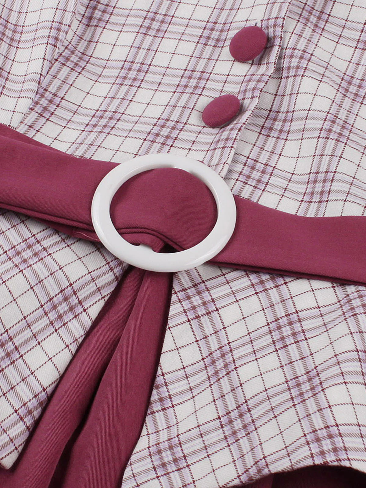 1950s Lapel Glen Check Belted Dress - Image 4