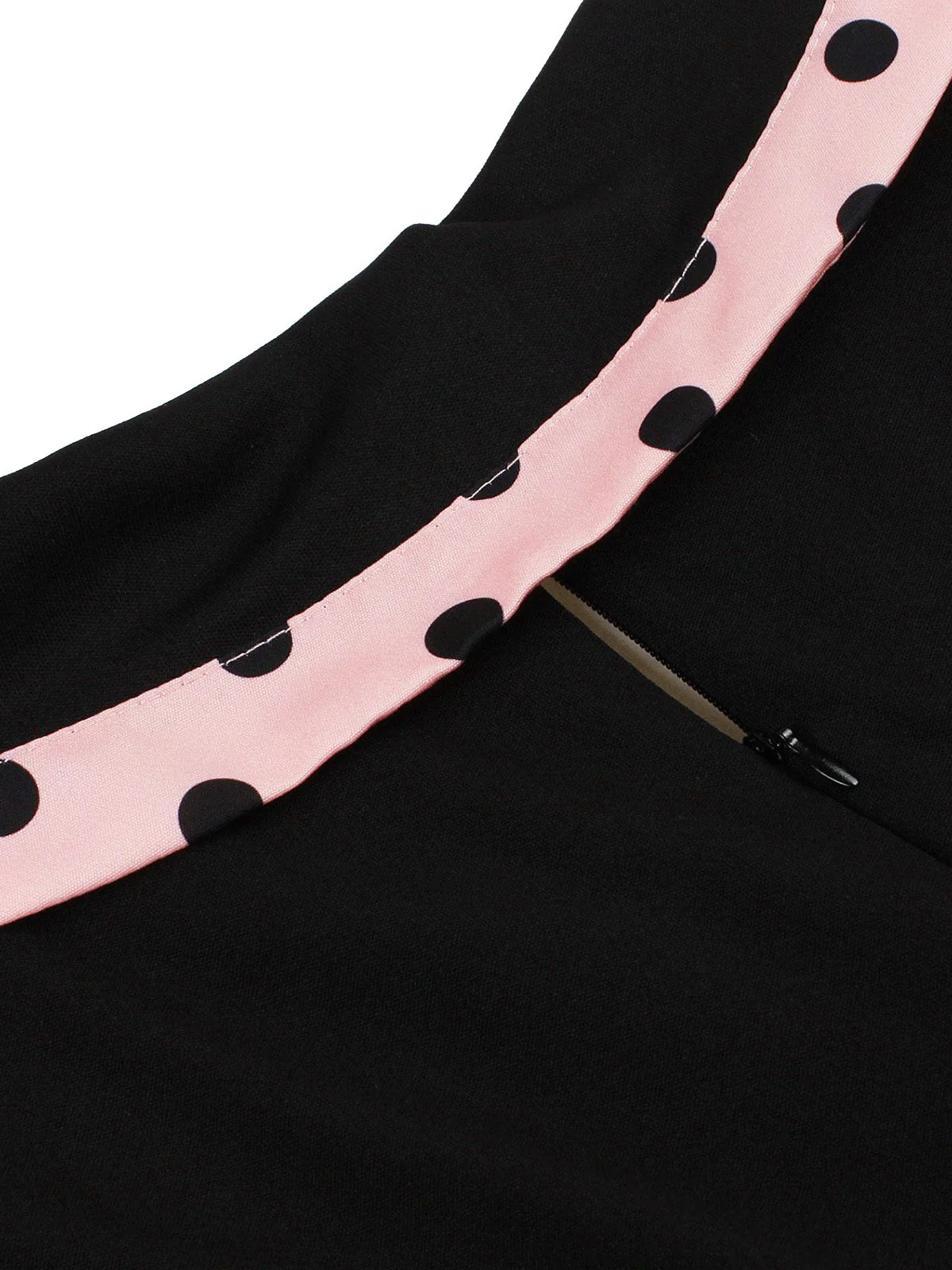 1950s Lapel Polka Dot Patchwork Swing Belted Dress - Image 3