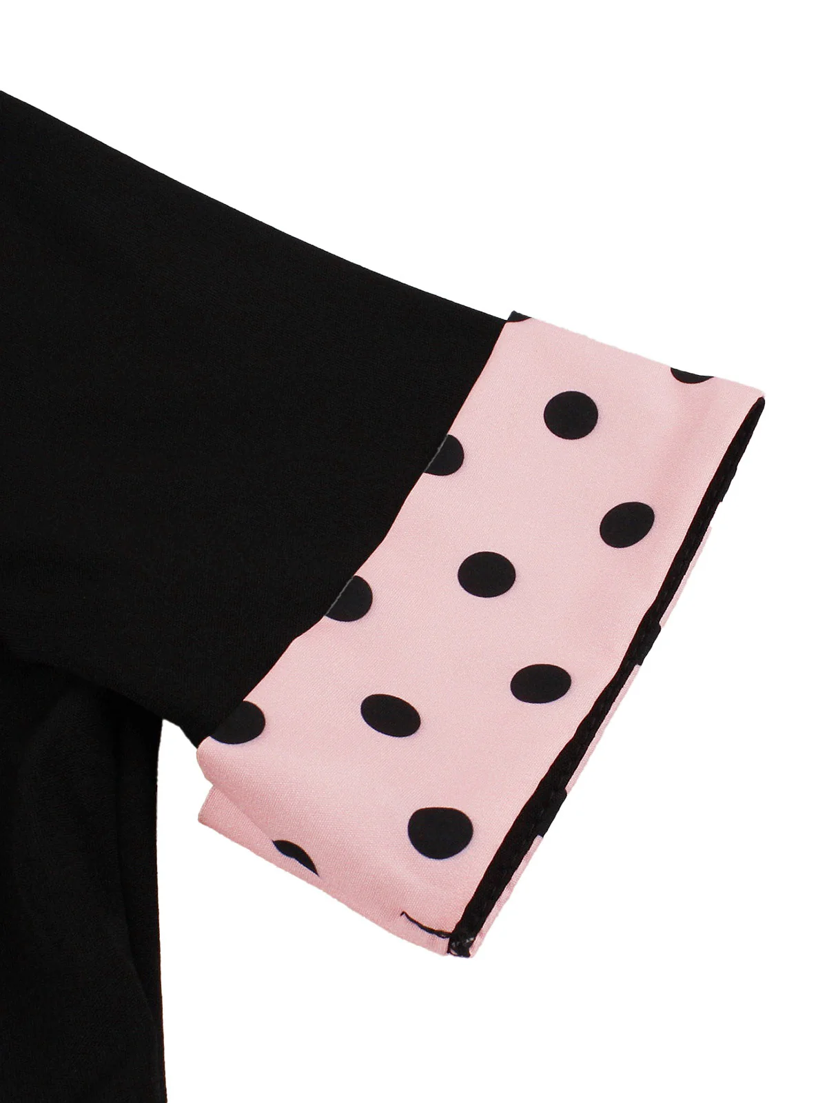 1950s Lapel Polka Dot Patchwork Swing Belted Dress - Image 4