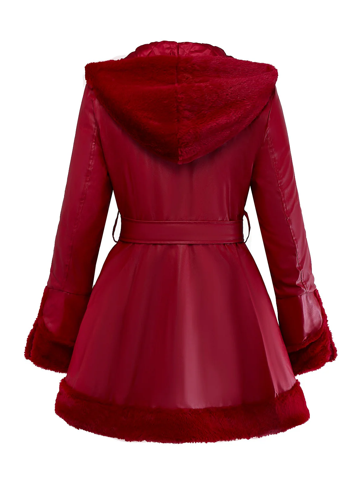 1950s Leather Fur Collar Hooded Coat - Image 2