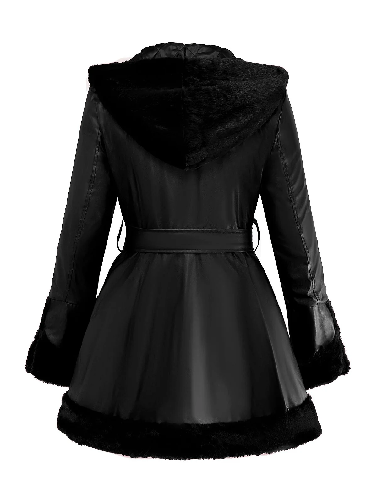 1950s Leather Fur Collar Hooded Coat - Image 8