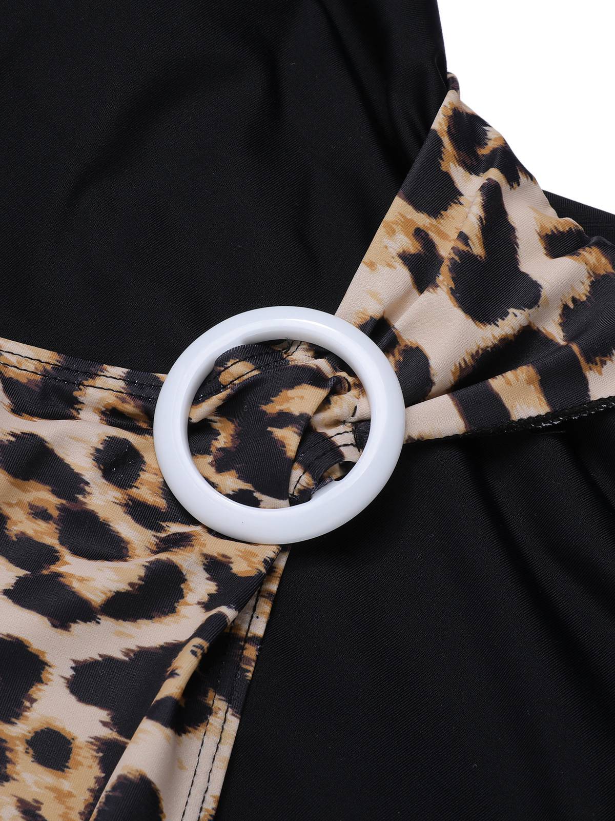 1950s Leopard Patchwork One-Piece Swimsuit - Image 6