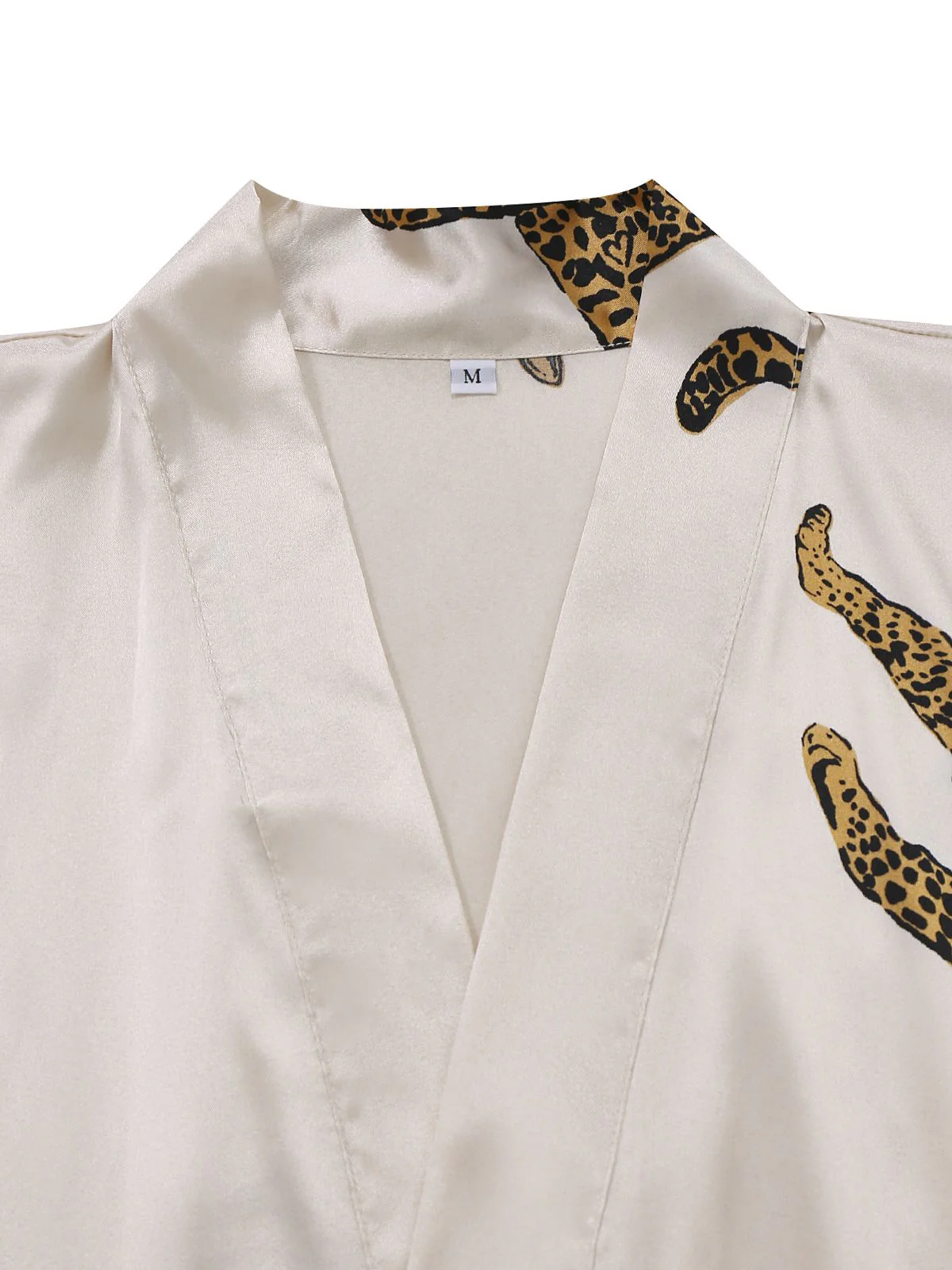 1950s Leopard Print Satin Robe with Belt - Image 3