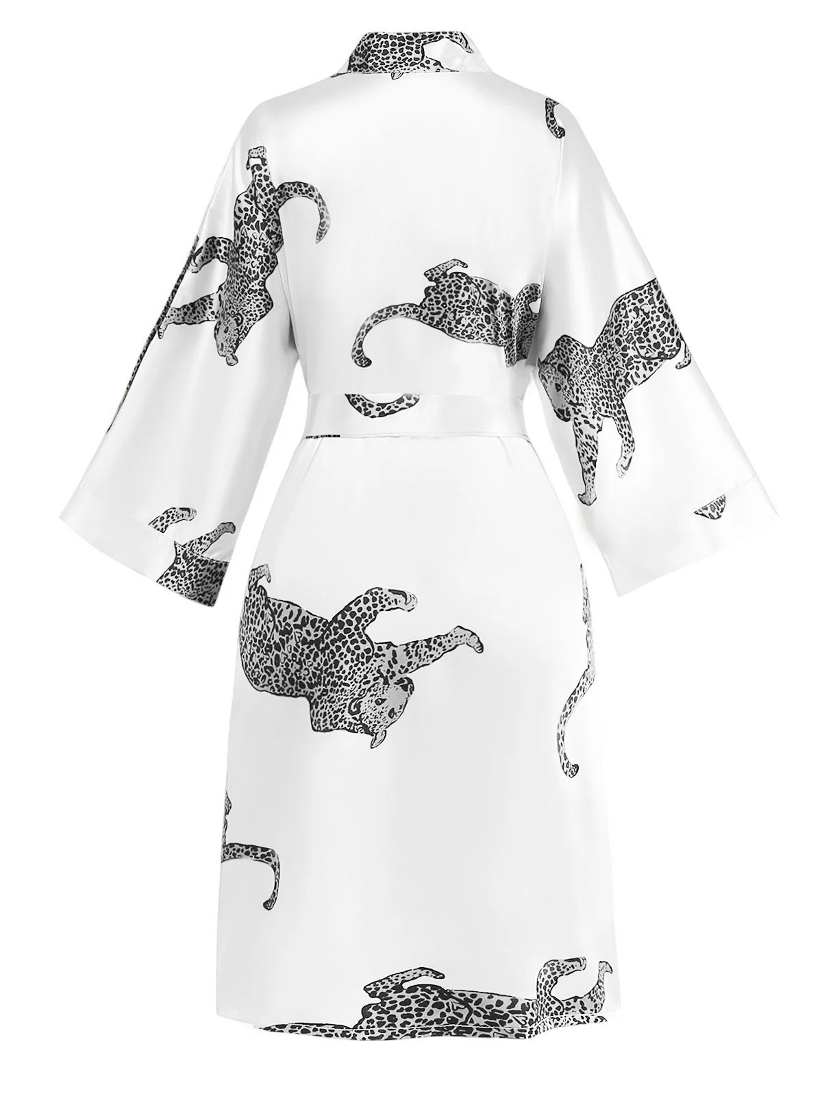 1950s Leopard Print Satin Robe with Belt - Image 7