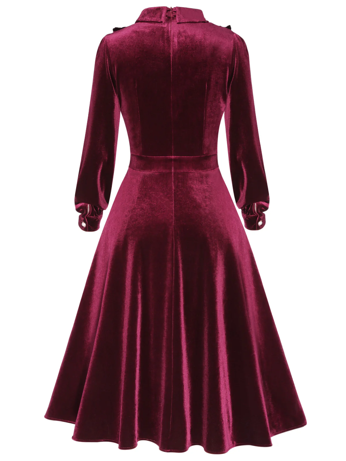 1950s Long Seelve Velvet Swing Dress - Image 2