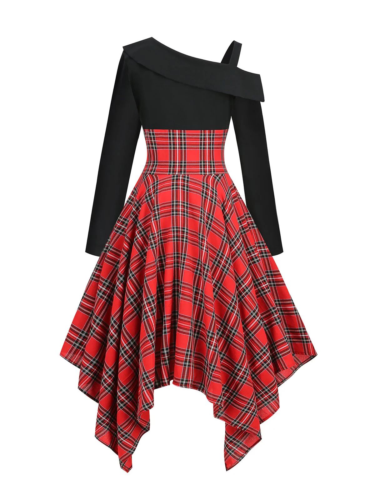 1950s Long Sleeve Patchwork Swing Dress - Image 11