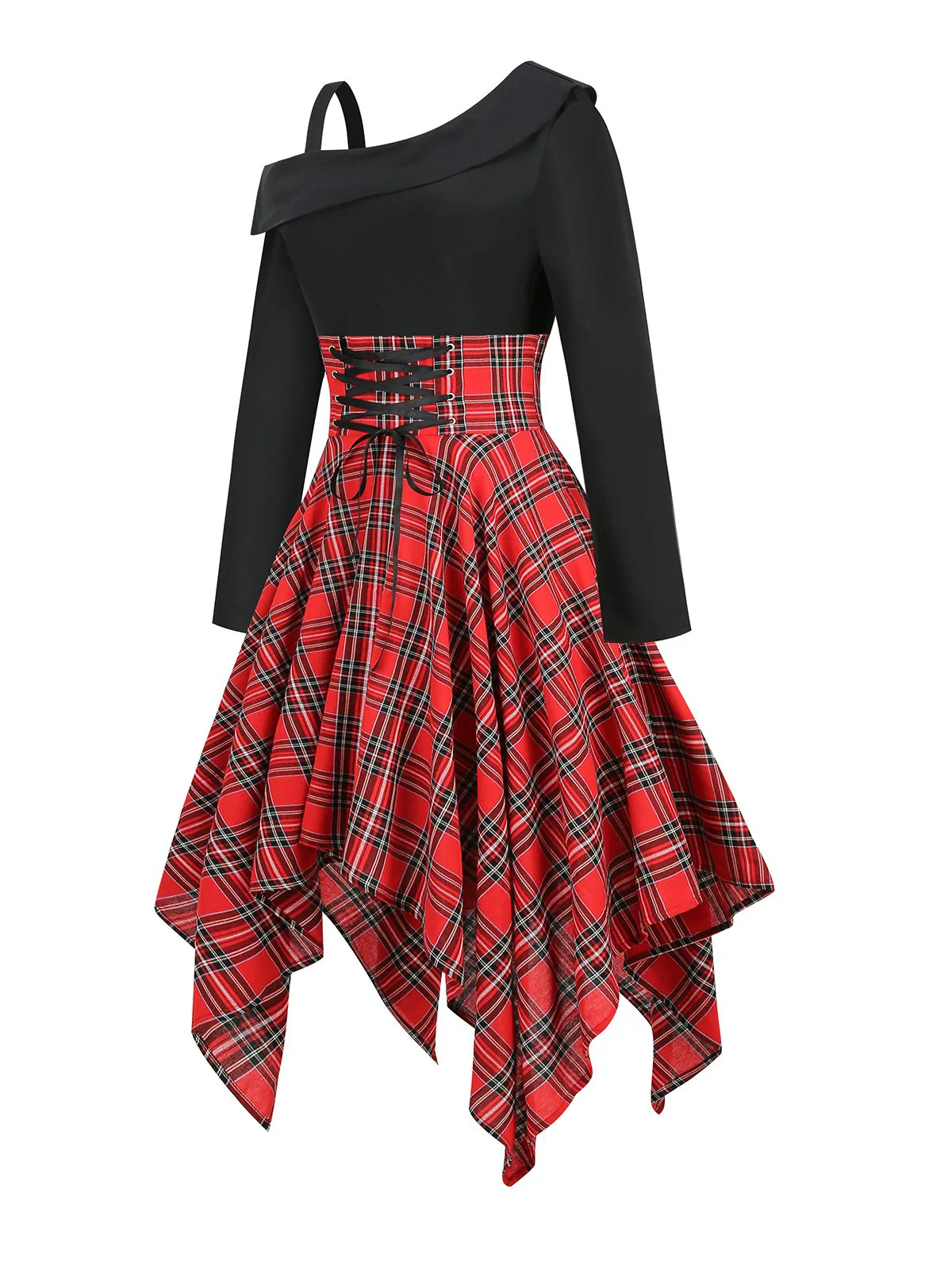 1950s Long Sleeve Patchwork Swing Dress - Image 12