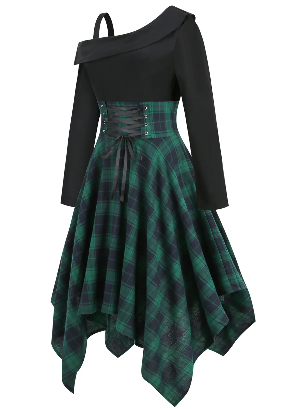 1950s Long Sleeve Patchwork Swing Dress - Image 5