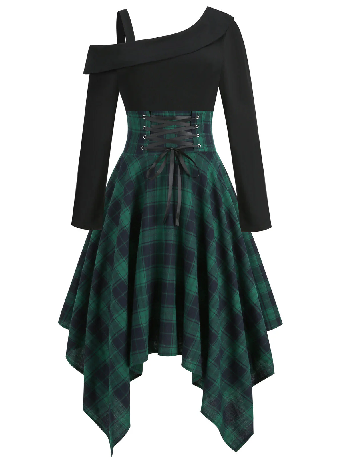 1950s Long Sleeve Patchwork Swing Dress - Image 6