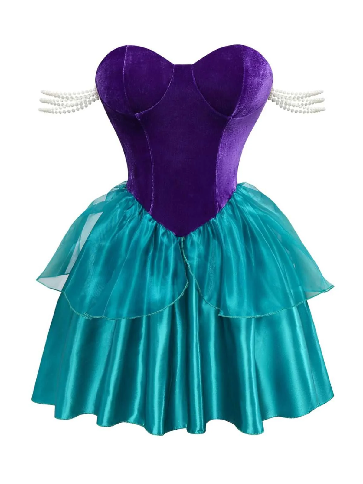 1950s Mermaid Princess Ariel Costume Dress With Crown - Image 3