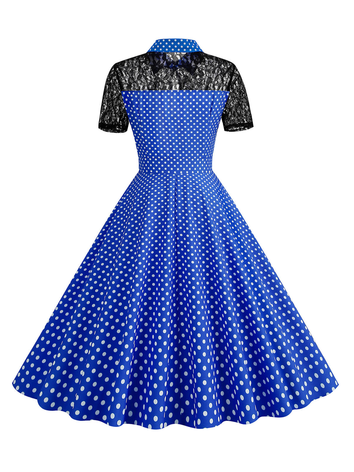 1950s Mesh Patchwork Polka Dot Dress - Image 12