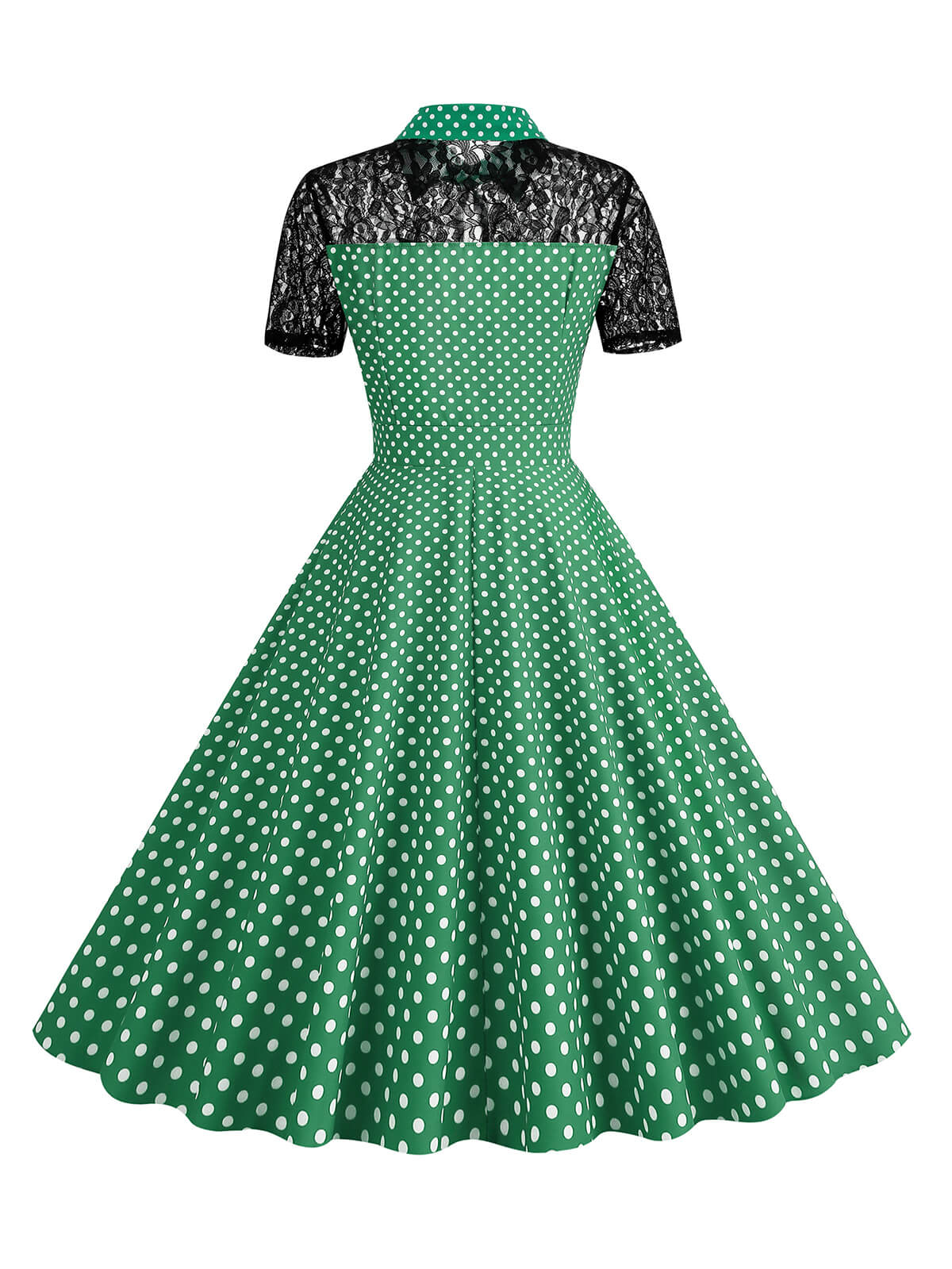 1950s Mesh Patchwork Polka Dot Dress - Image 13