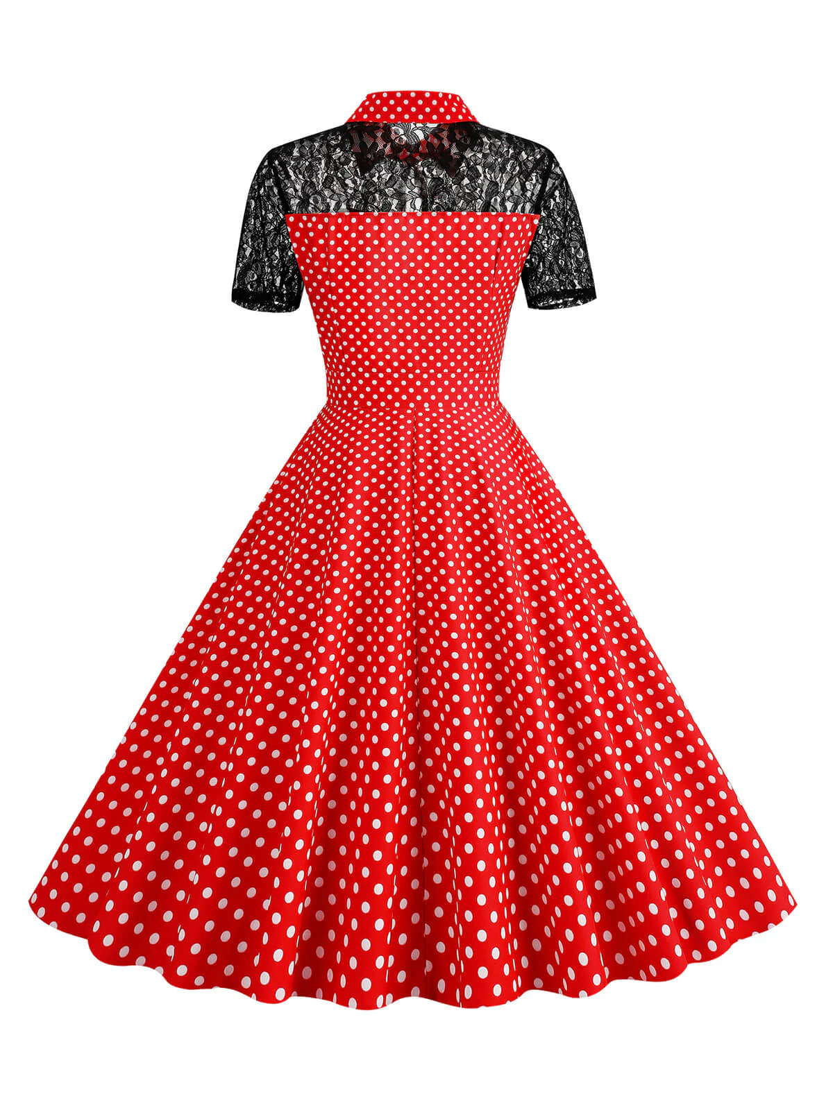 1950s Mesh Patchwork Polka Dot Dress - Image 4