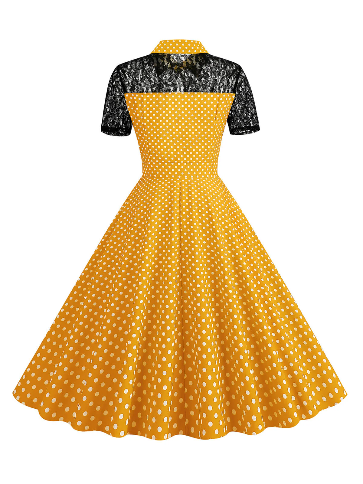1950s Mesh Patchwork Polka Dot Dress - Image 7