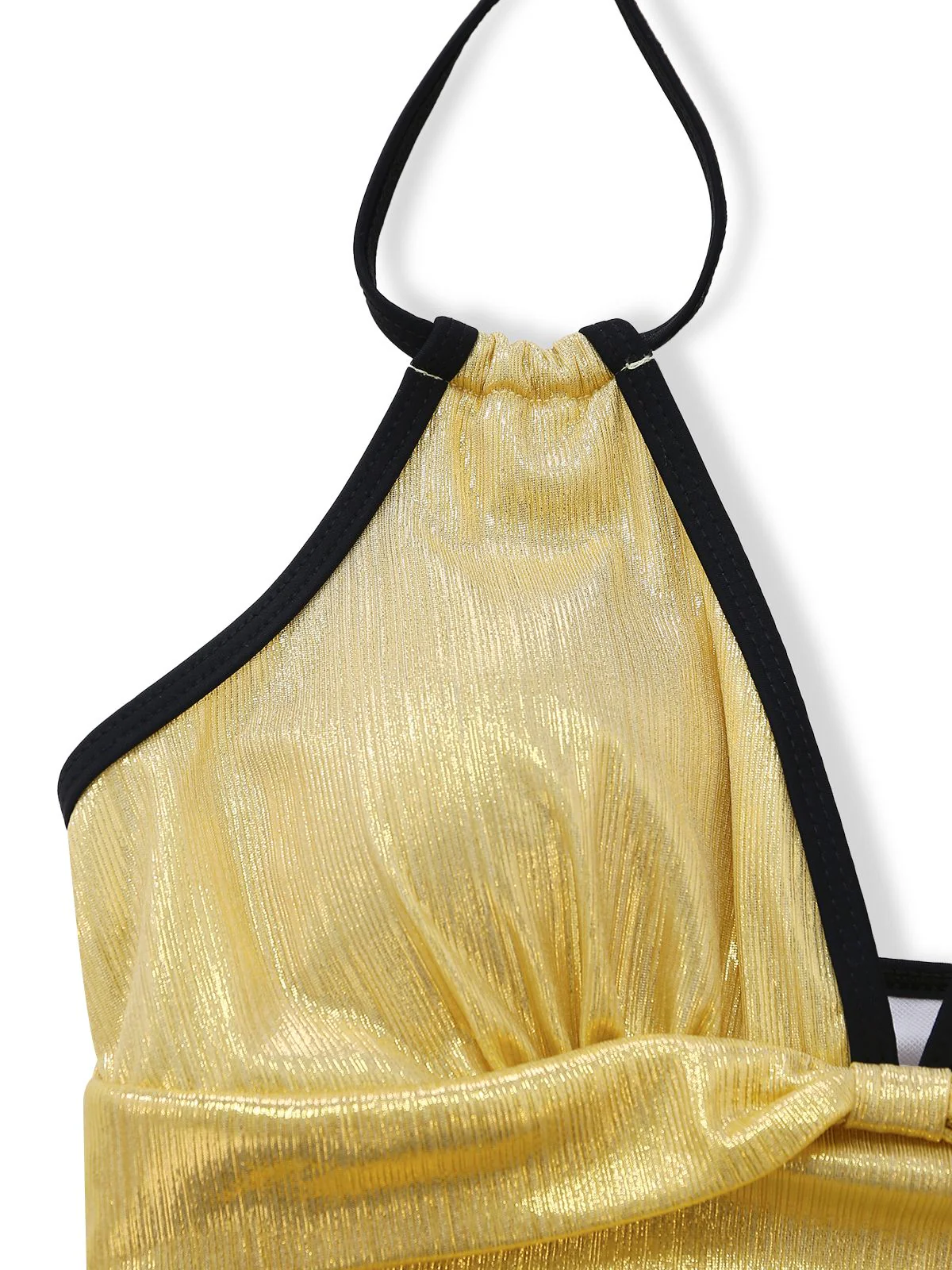 1950s Metallic Shimmer Strappy Halter One-Piece Swimsuit - Image 4