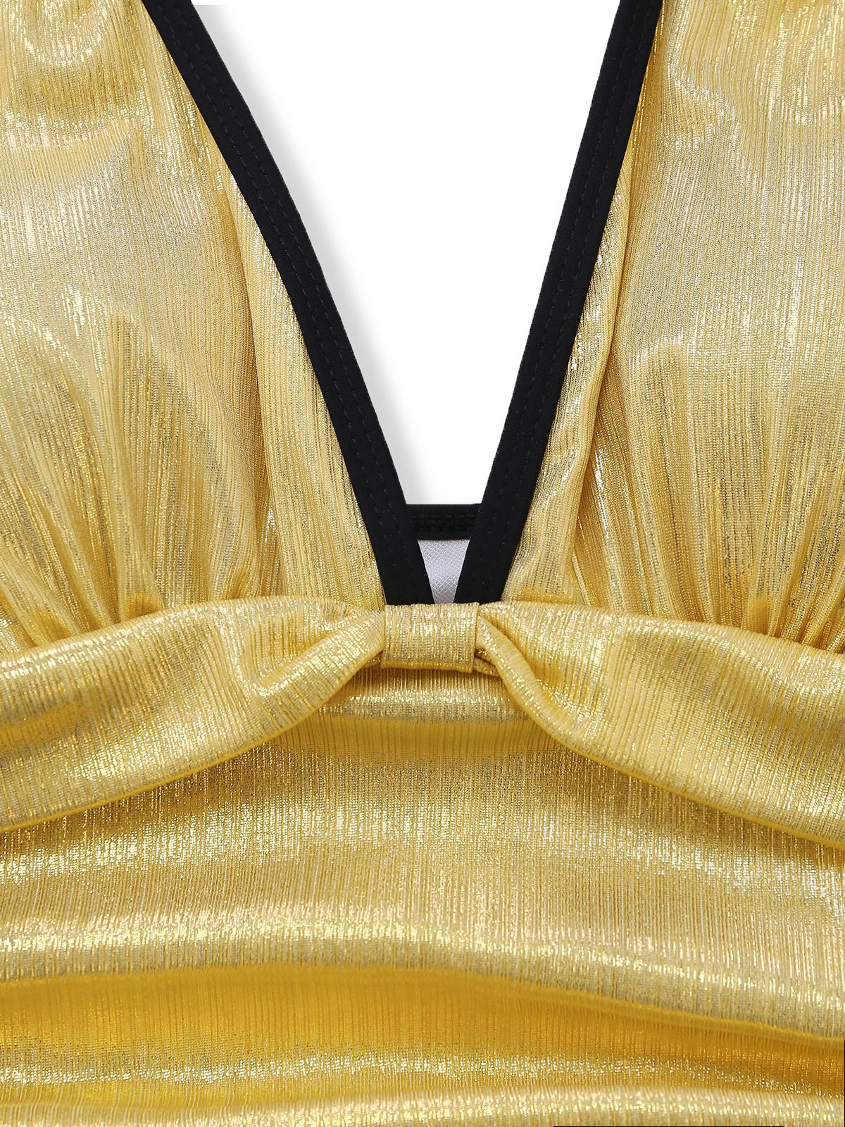 1950s Metallic Shimmer Strappy Halter One-Piece Swimsuit - Image 5