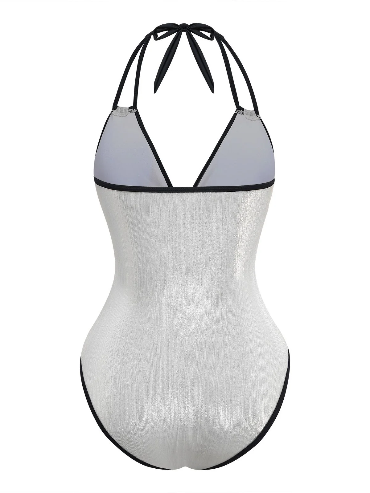 1950s Metallic Shimmer Strappy Halter One-Piece Swimsuit - Image 9