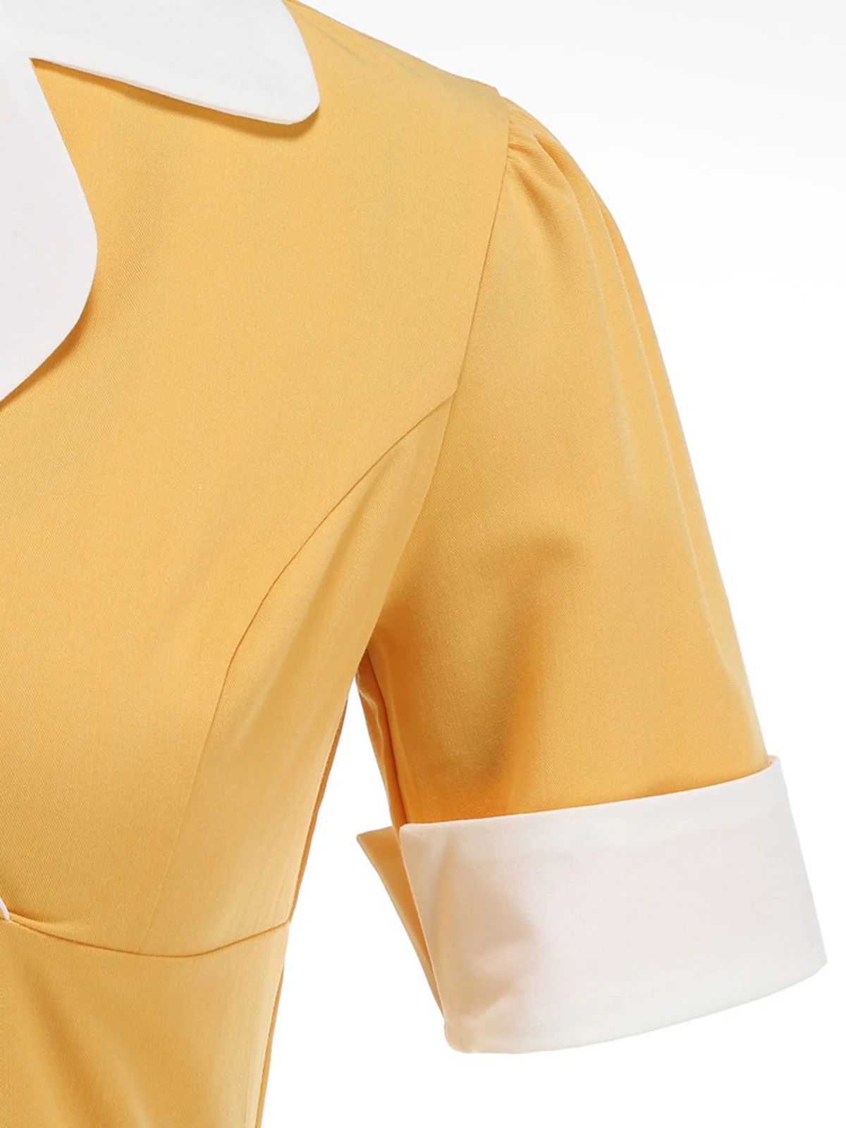 1950s Notched Collar Colorblock Swing Dress - Image 5