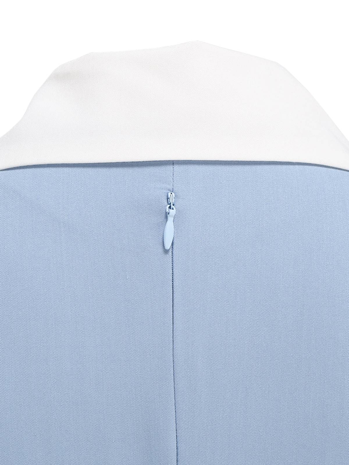 1950s Notched Collar Colorblock Swing Dress - Image 9
