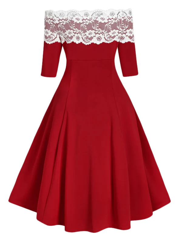 1950s Off Shoulder Button Embellished Dress - Image 6