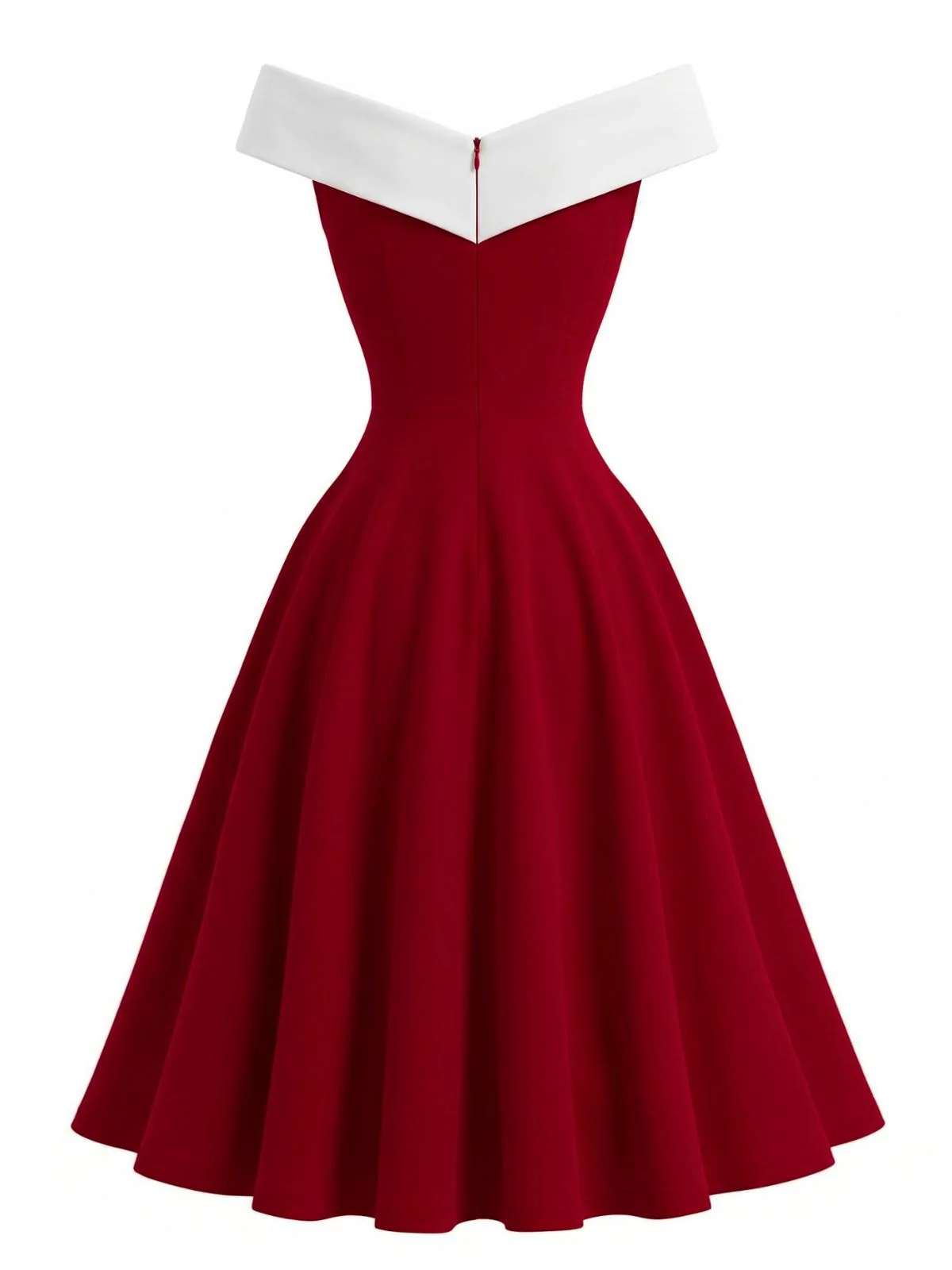 1950s Off-Shoulder Sleeveless ColorBlock Dress - Image 3
