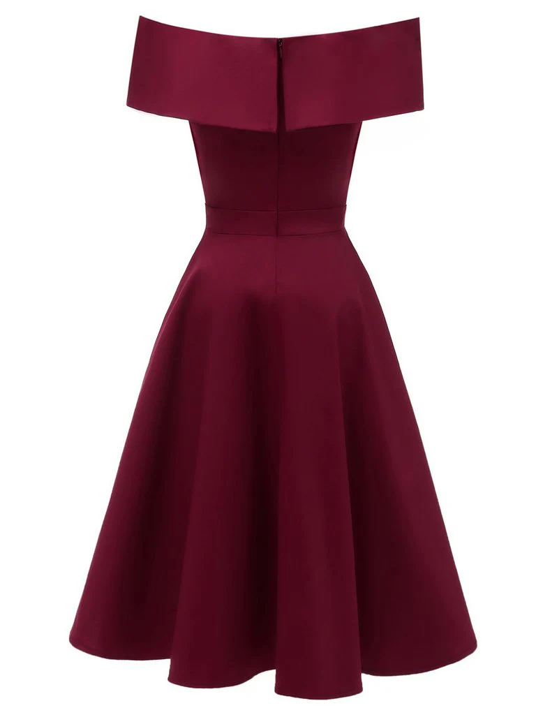 1950s Off Shoulder Swing Dress - Image 9