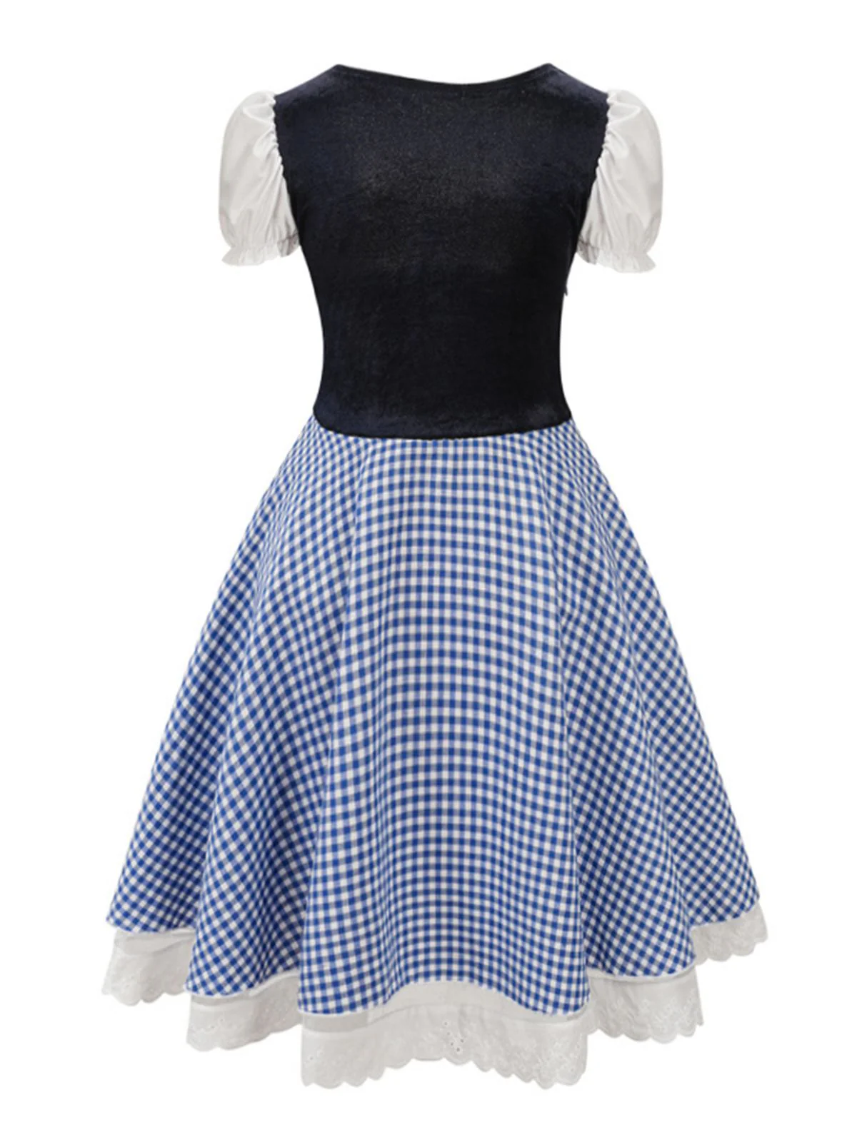 1950s Oktoberfest Puff Sleeves Gingham Plaid Dress - Image 10