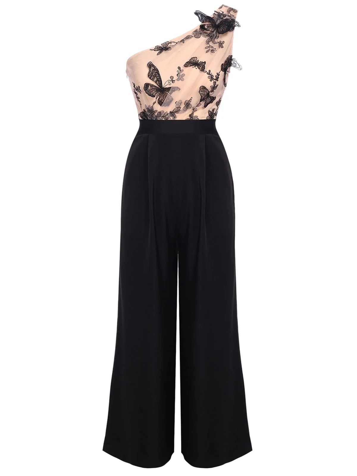 1950s One-shoulder Lace Butterfly Jumpsuit - Image 4