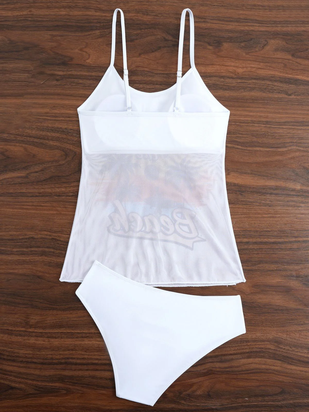 1950s Palm Tree Spaghetti Strap Mesh Tankini Set - Image 8