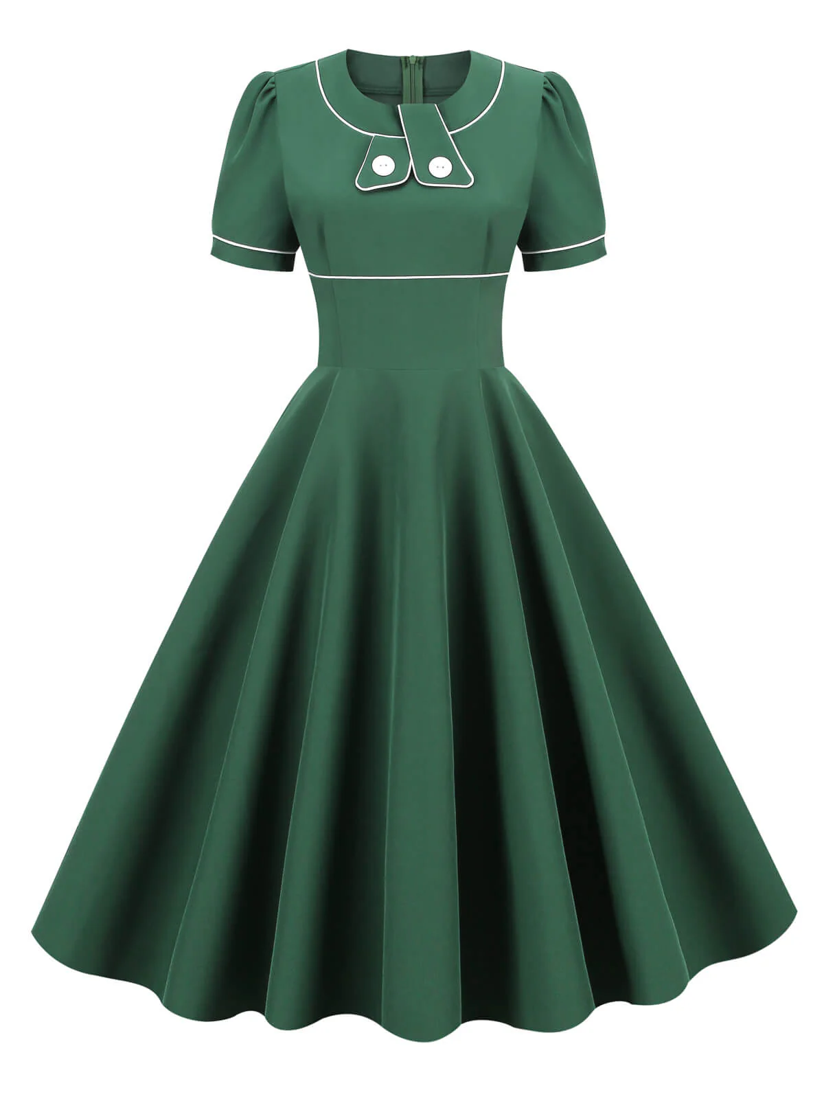 1950s Patchwork Button Swing Vintage Dress - Image 5