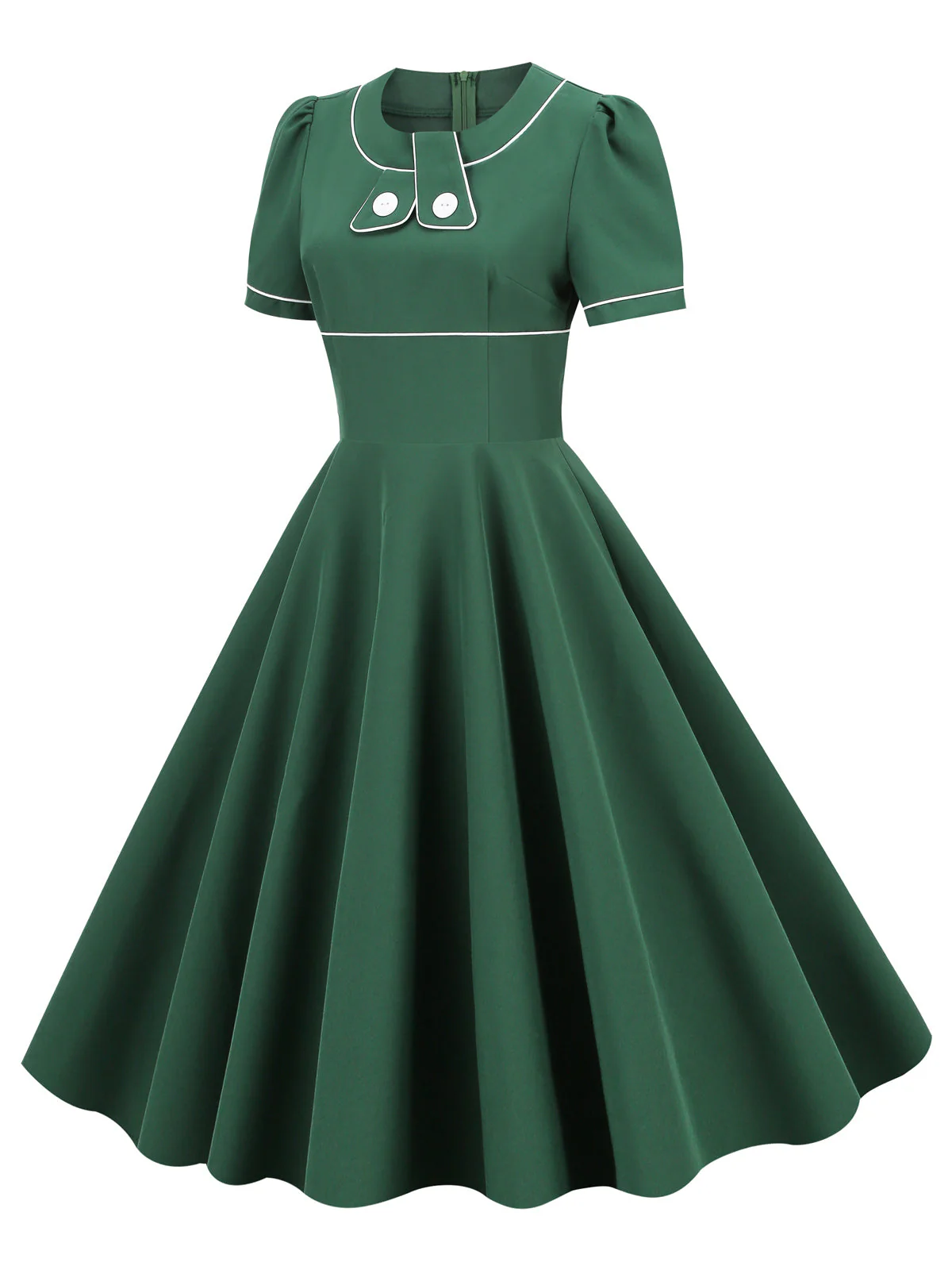 1950s Patchwork Button Swing Vintage Dress - Image 6