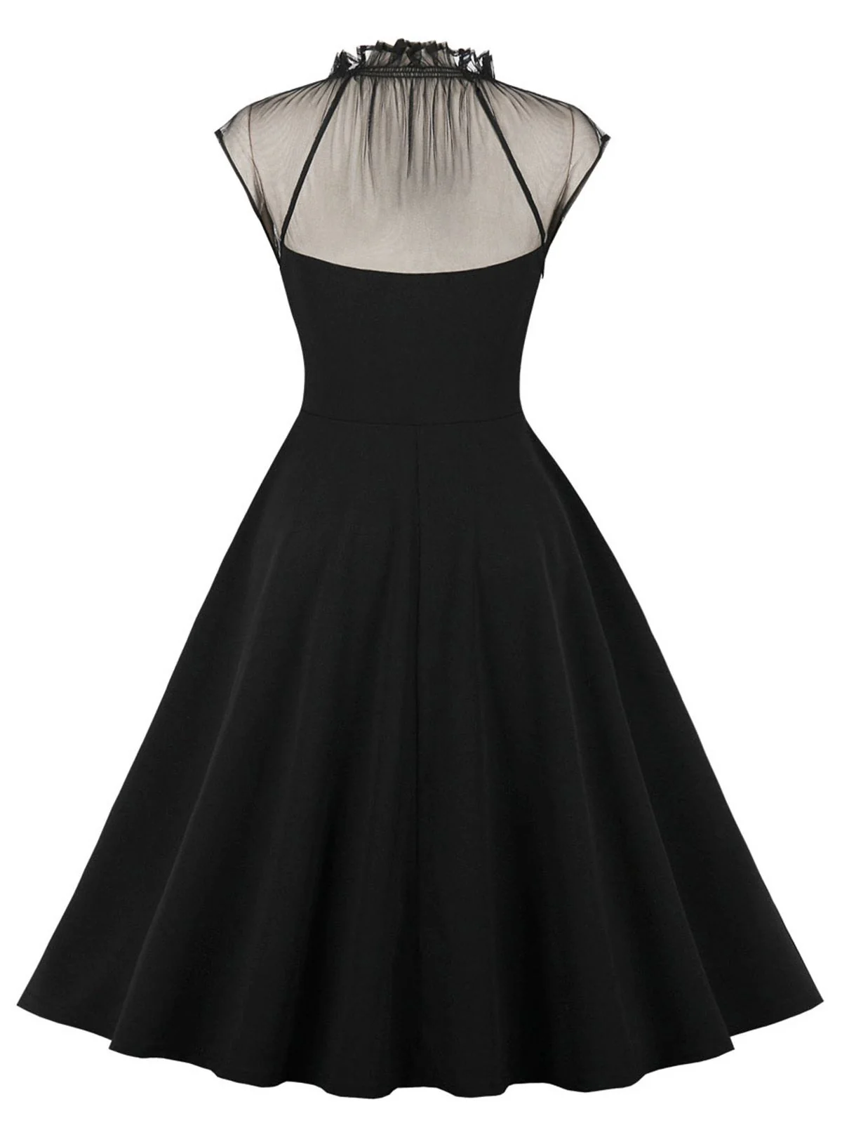 1950s Patchwork Flying Sleeves Swing Dress - Image 2