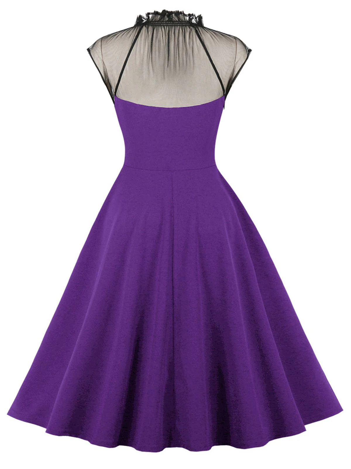 1950s Patchwork Flying Sleeves Swing Dress - Image 4