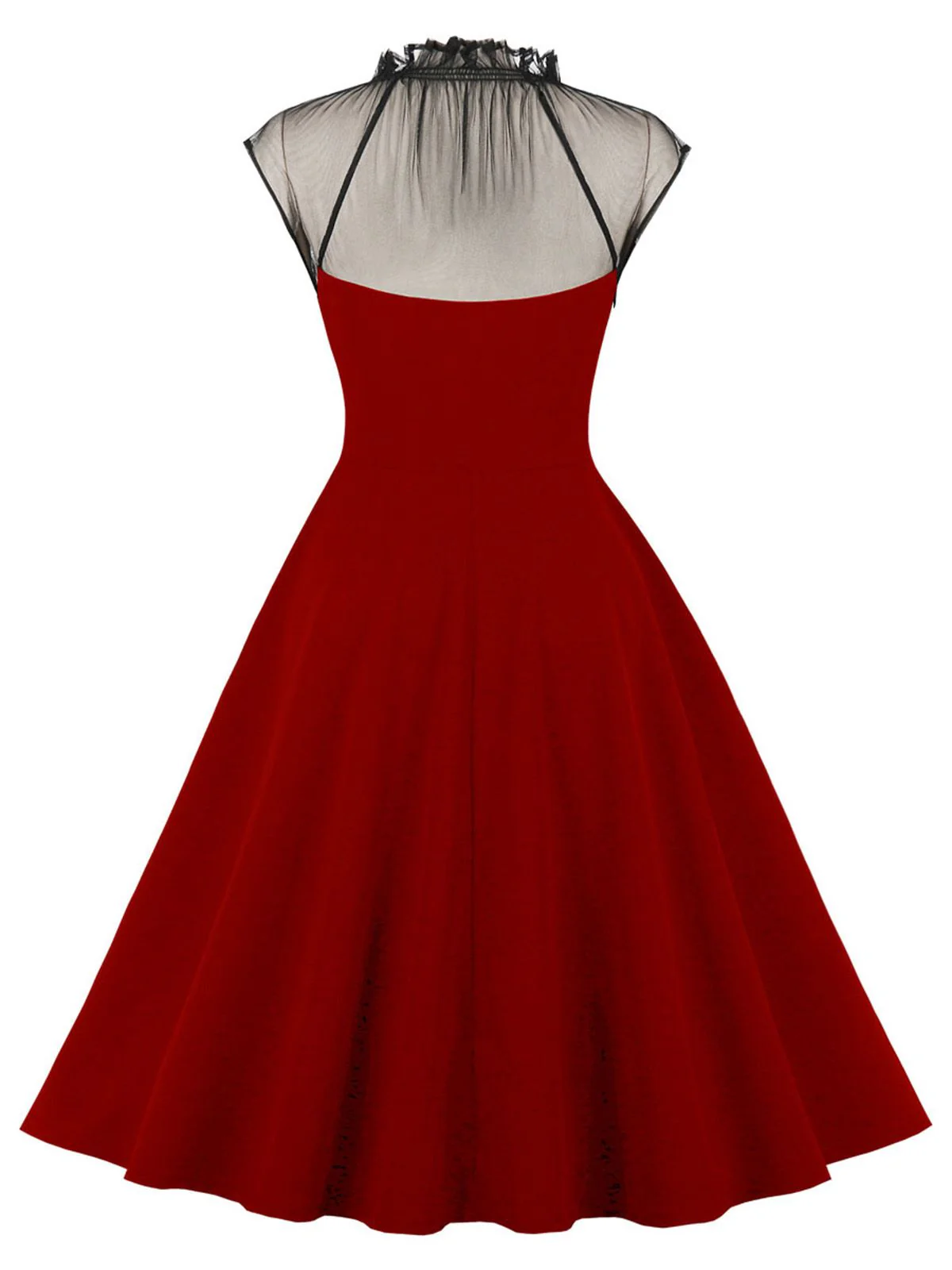 1950s Patchwork Flying Sleeves Swing Dress - Image 6