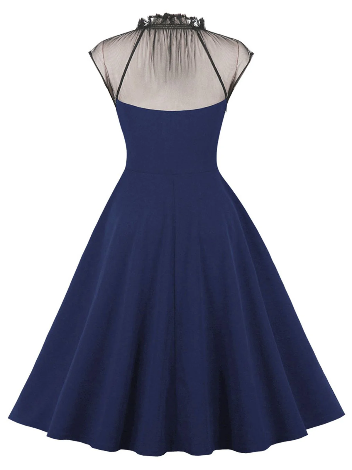 1950s Patchwork Flying Sleeves Swing Dress - Image 8