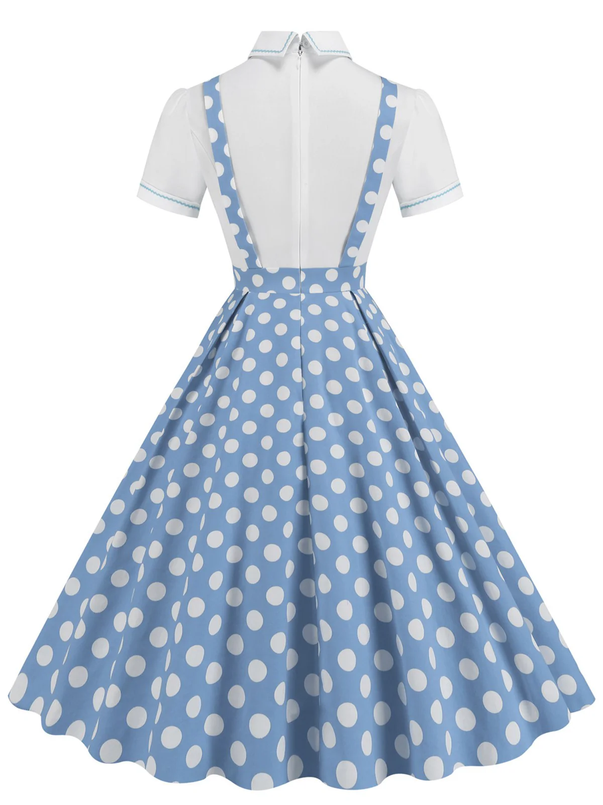 1950s Patchwork Lapel Collar Suspender Dress - Image 12