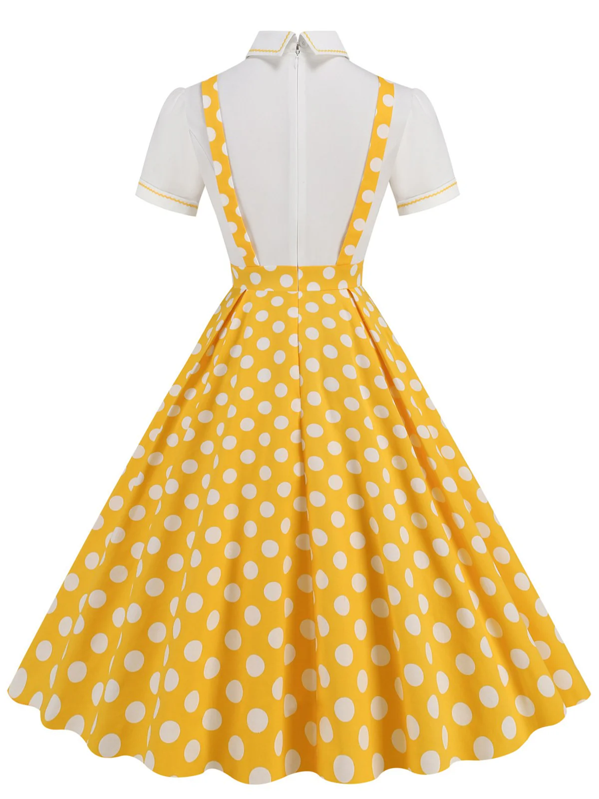 1950s Patchwork Lapel Collar Suspender Dress - Image 7
